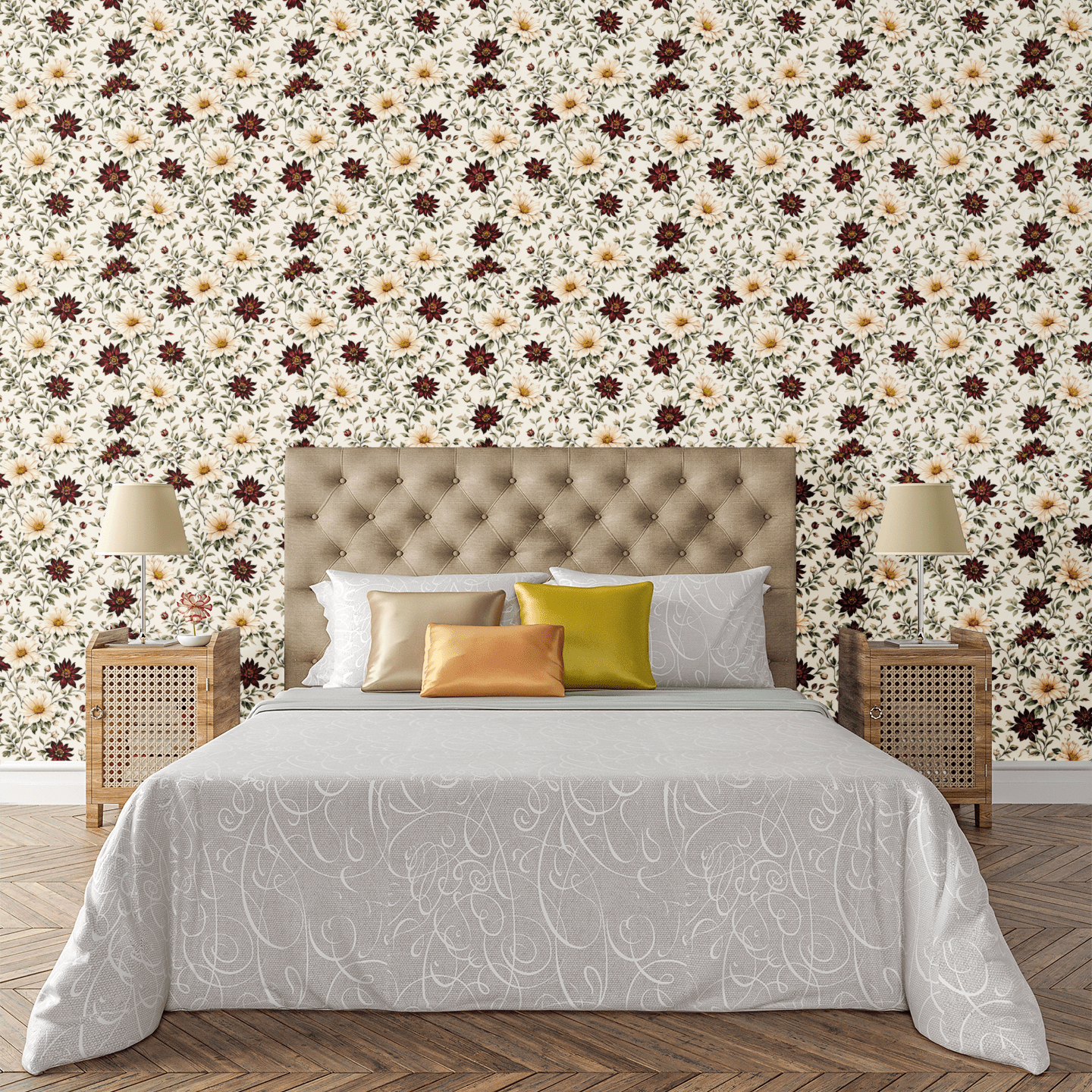 Velour Garden Noir Wallpaper Peel and Stick Wallpaper | Accent Haus