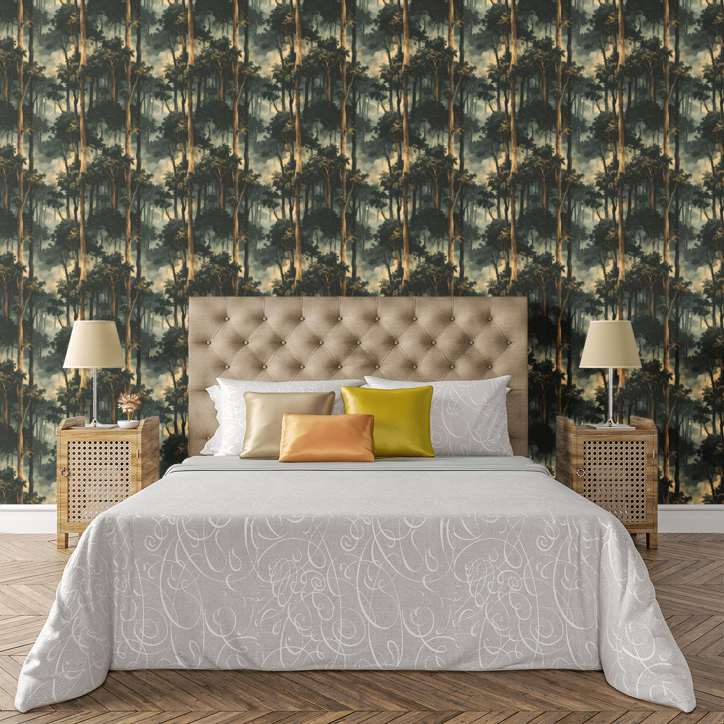 Nighttime Forest Wallpaper Peel and Stick Wallpaper | Accent Haus