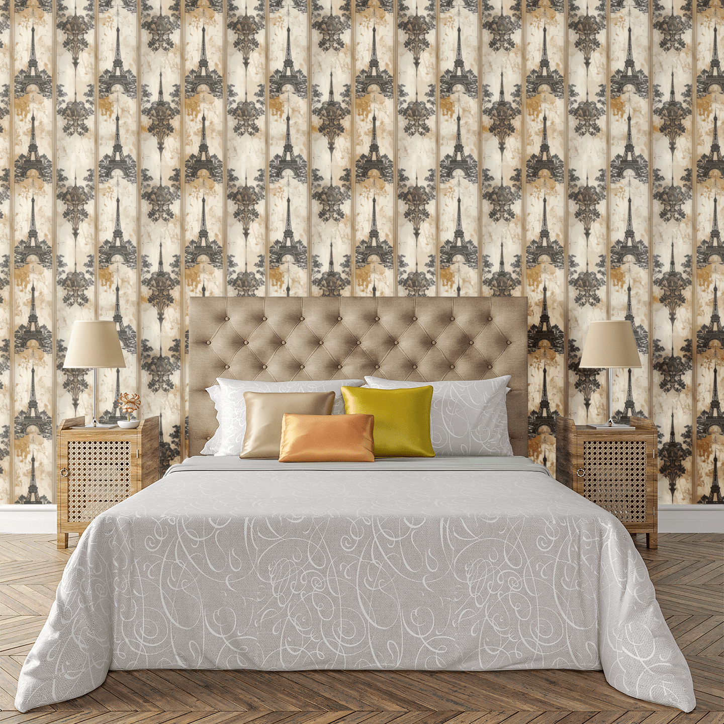 Parisian Etching Curtains Wallpaper Peel and Stick Wallpaper | Accent Haus