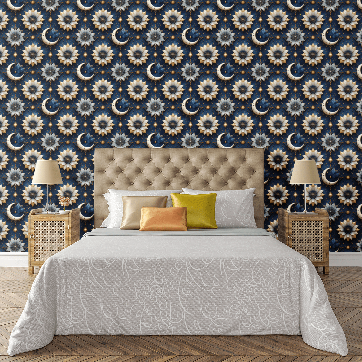 Celestial Garden Moon Wallpaper Peel and Stick Wallpaper | Accent Haus
