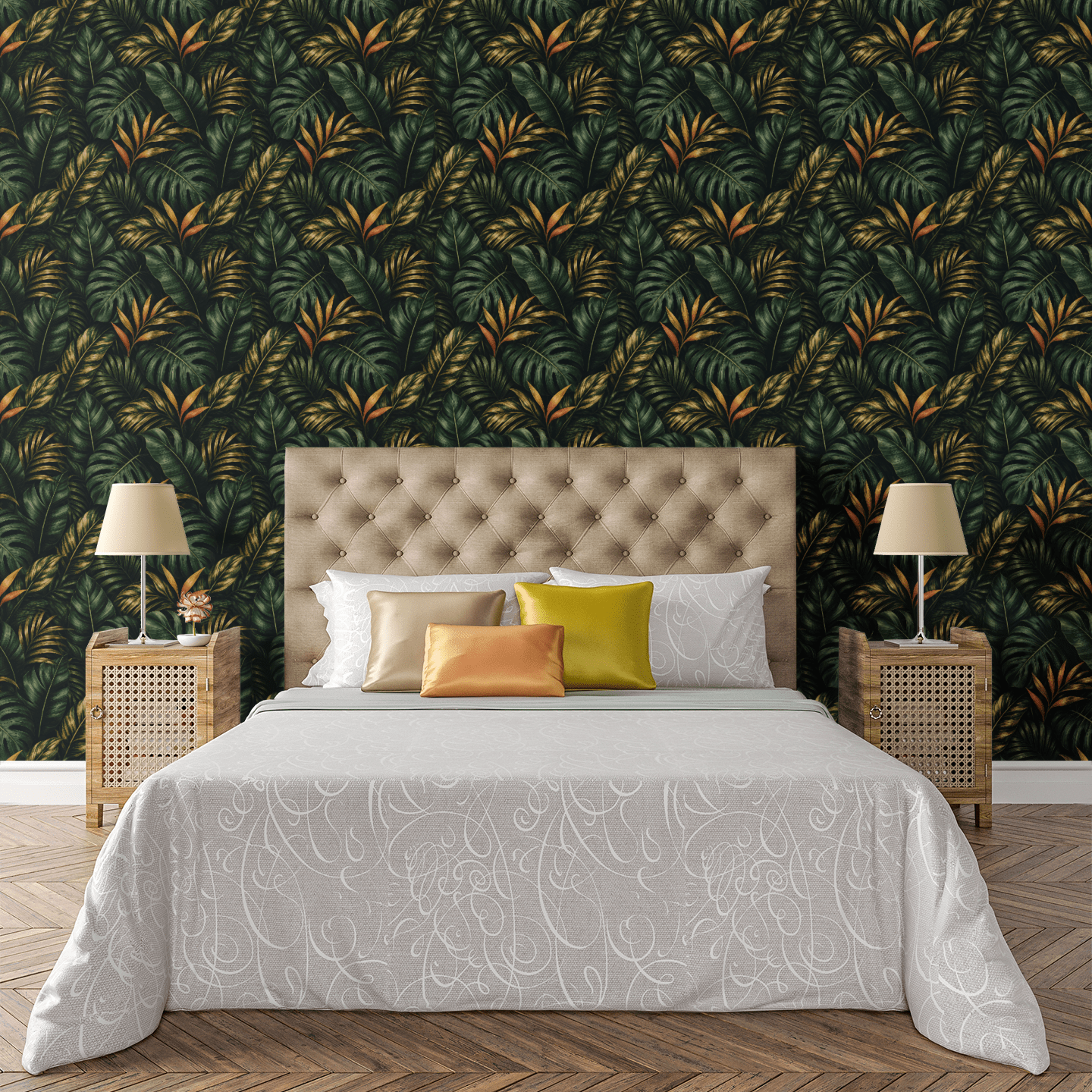 Tropical Night Jungle Wallpaper Peel and Stick Wallpaper | Accent Haus