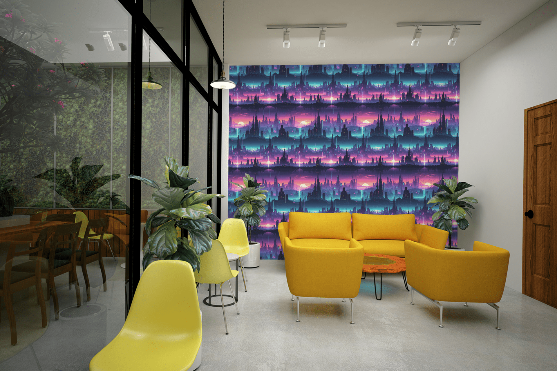 Cyber Space City Grid Wallpaper Peel and Stick Wallpaper | Accent Haus