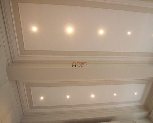 Waffle ceiling with potlights installed for a house Ajax