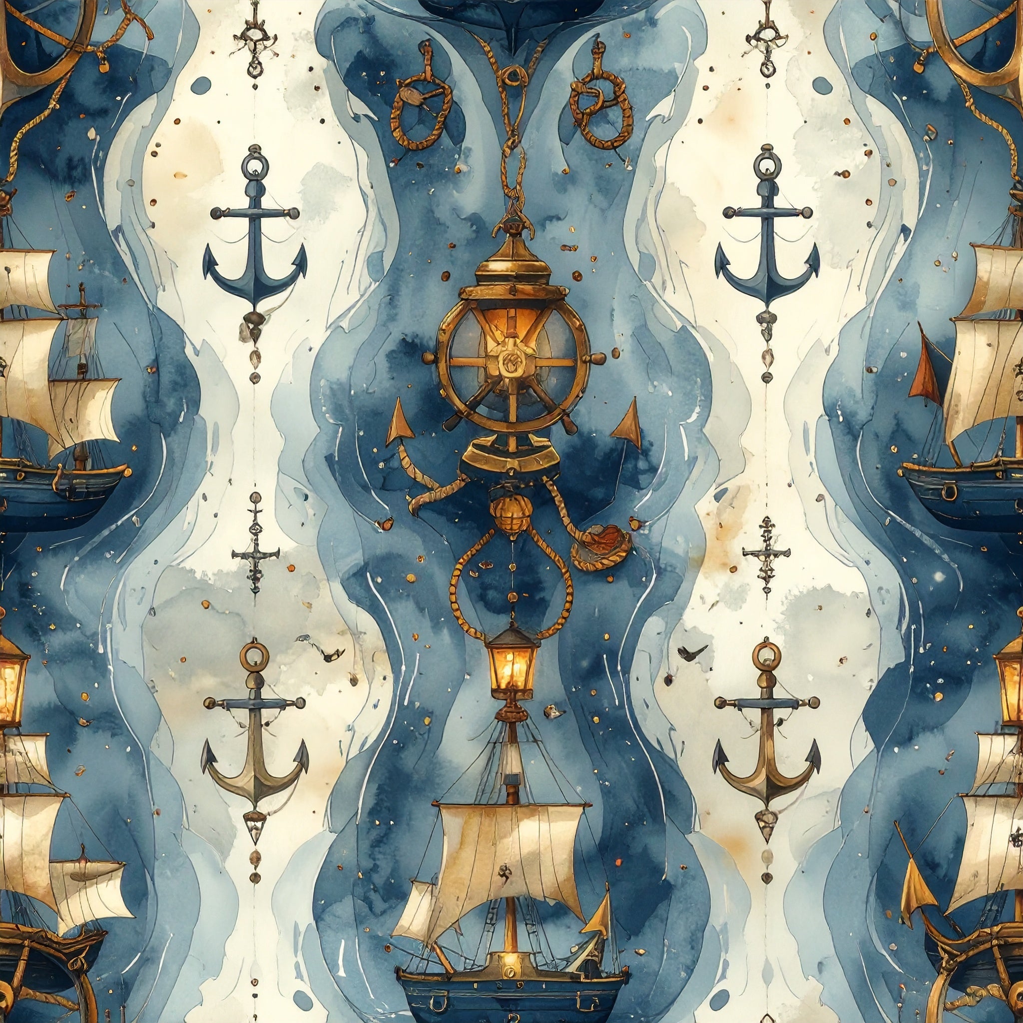 Anchors & Wheels Wallpaper Peel and Stick Wallpaper | Accent Haus