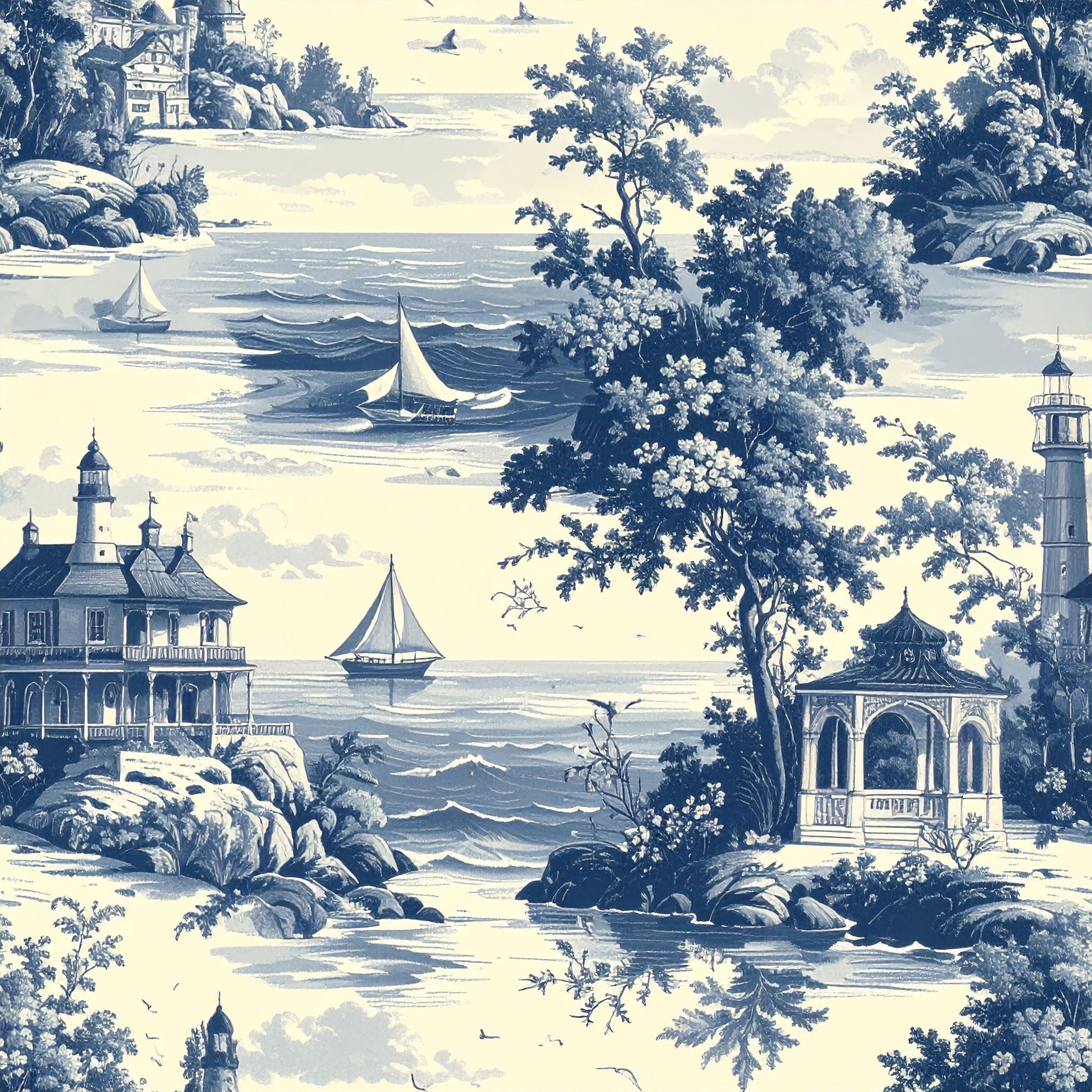 Antique Seaside Resort Wallpaper