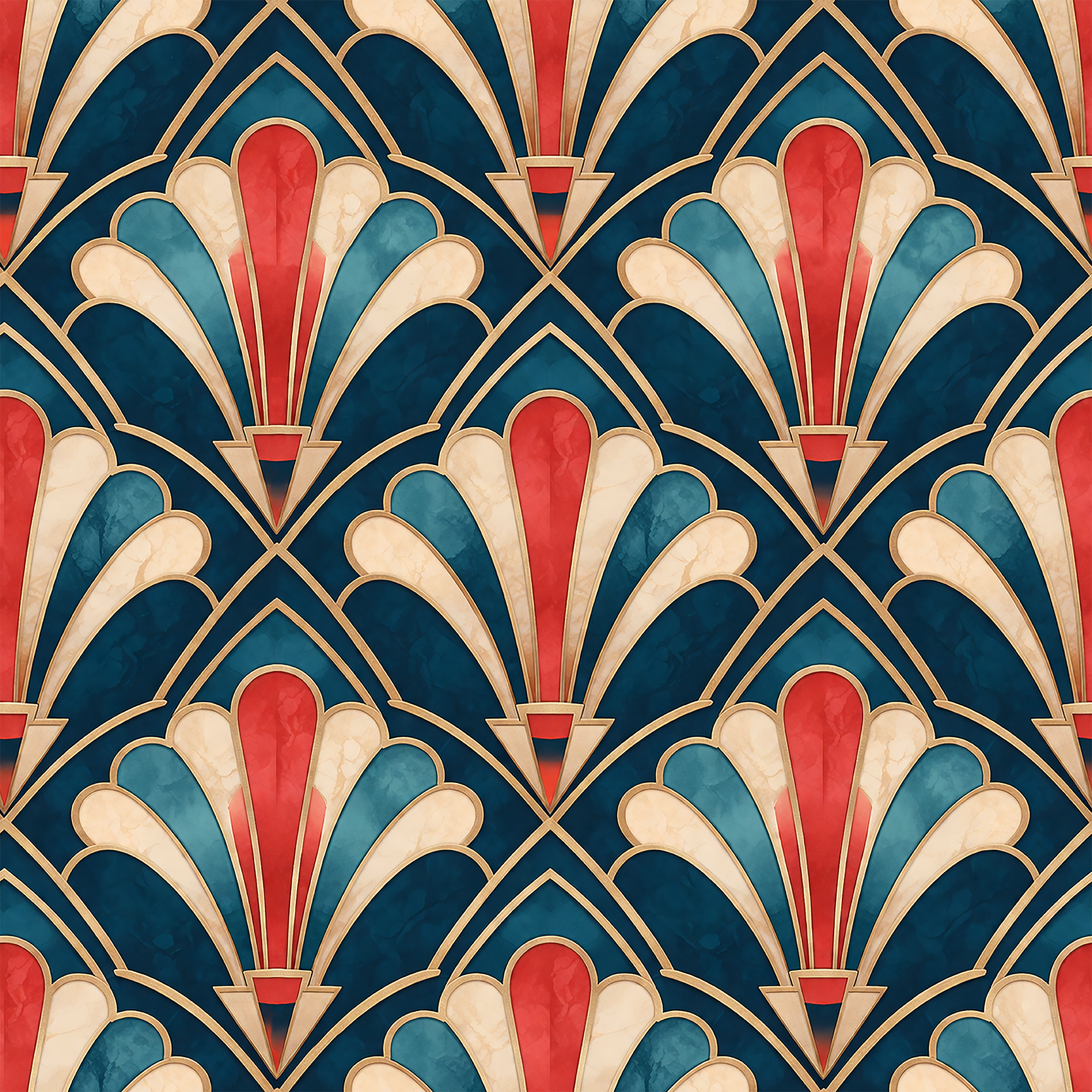 Art Deco Fan Pattern Wallpaper