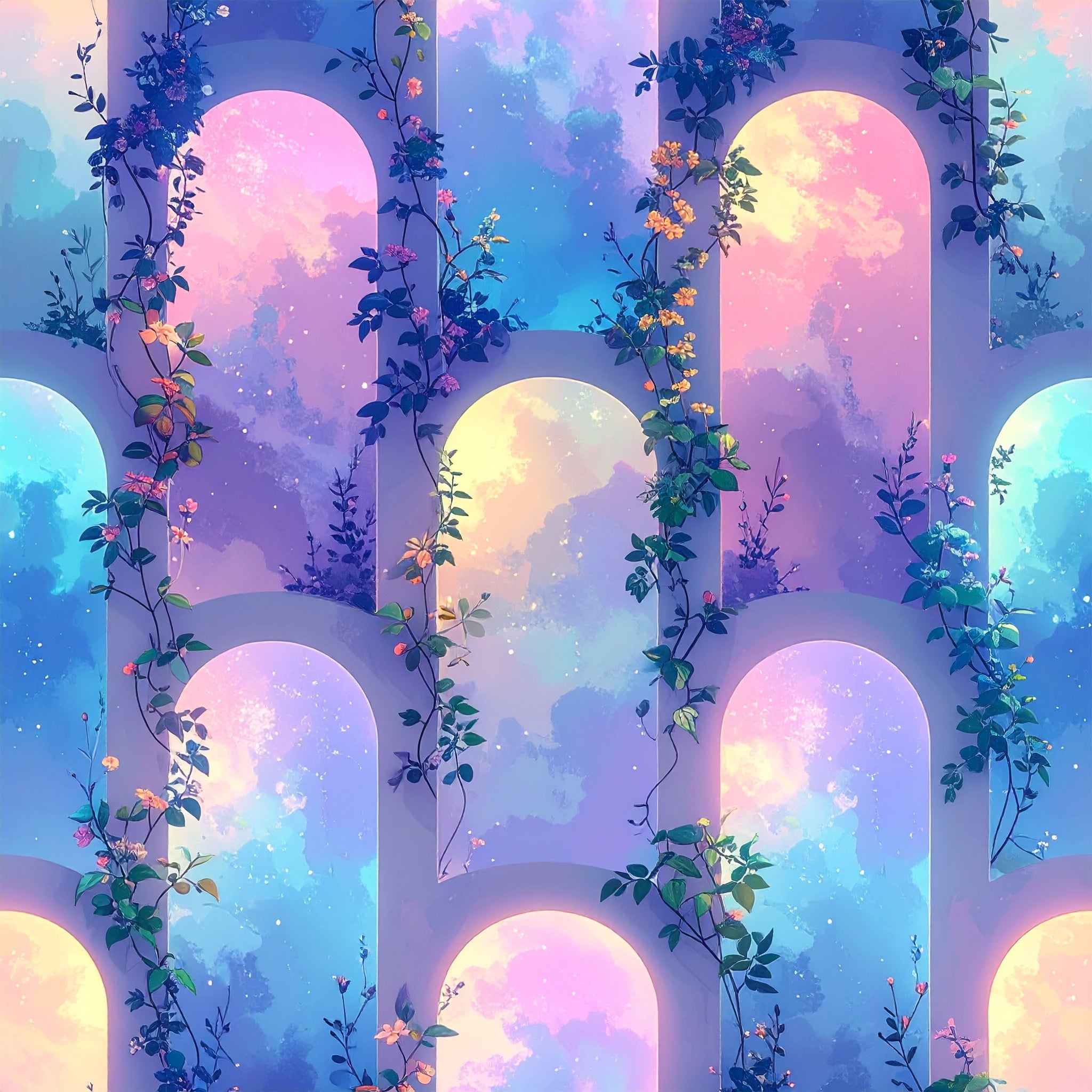 Aurora Vine Geometry Wallpaper