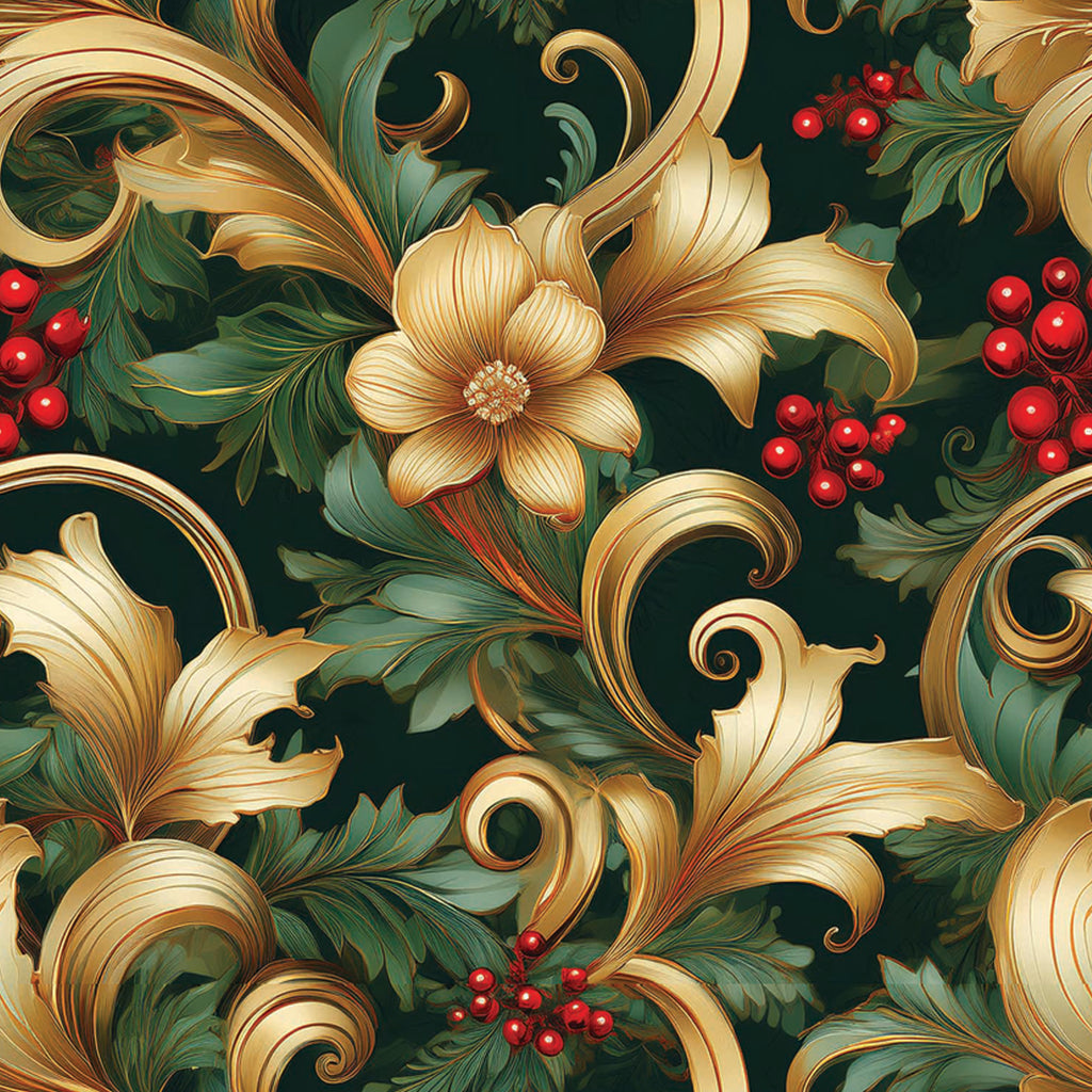 Baroque Evergreen Wallpaper