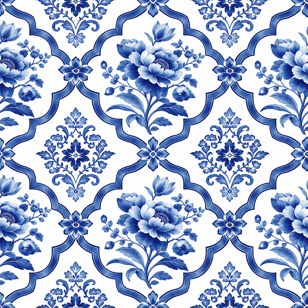 Blue Willow Trellis Wallpaper