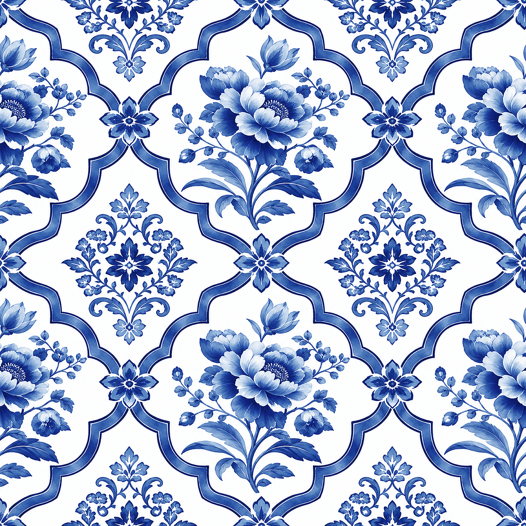 Blue Willow Trellis Wallpaper