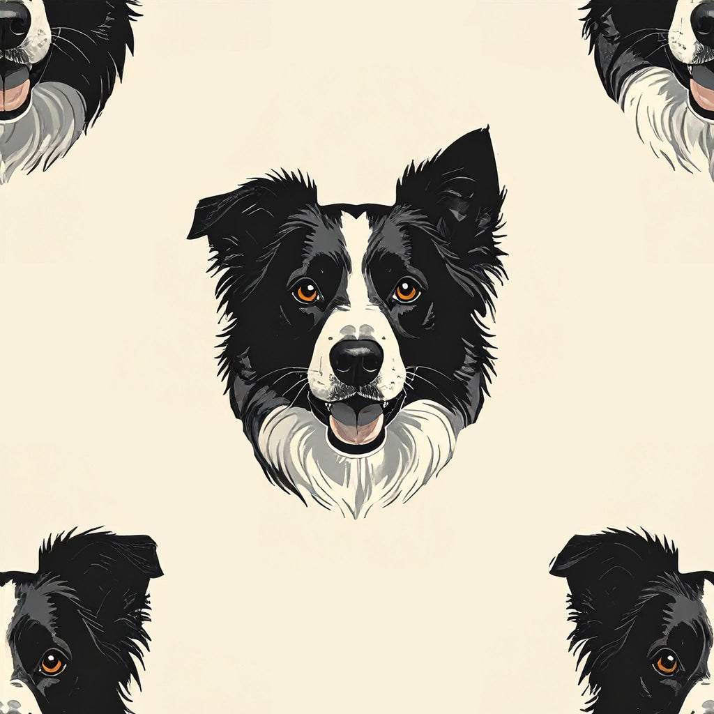 Border Collie - Monochrome Motion Field Wallpaper