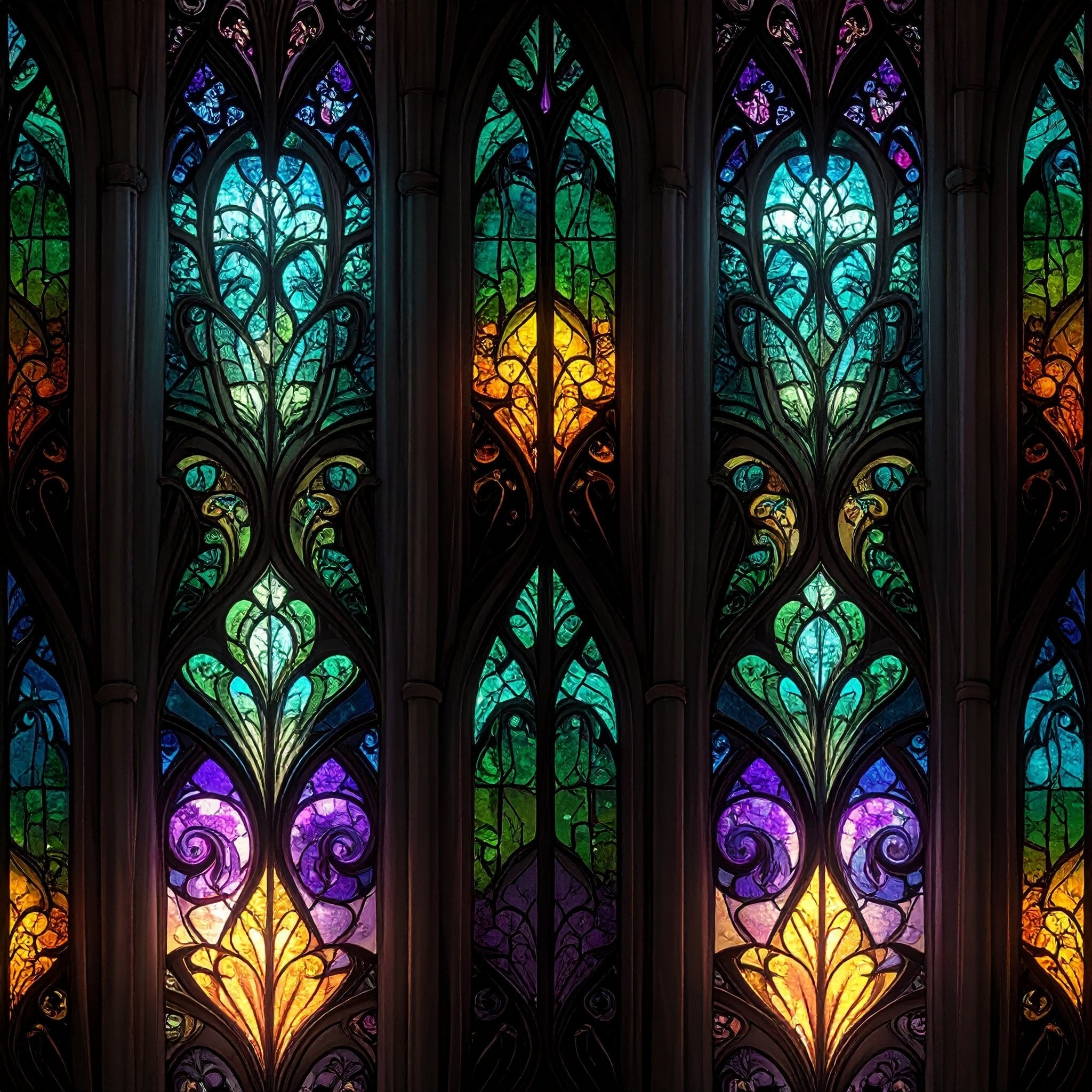 Botanical Stained Glass Wallpaper Peel and Stick Wallpaper | Accent Haus