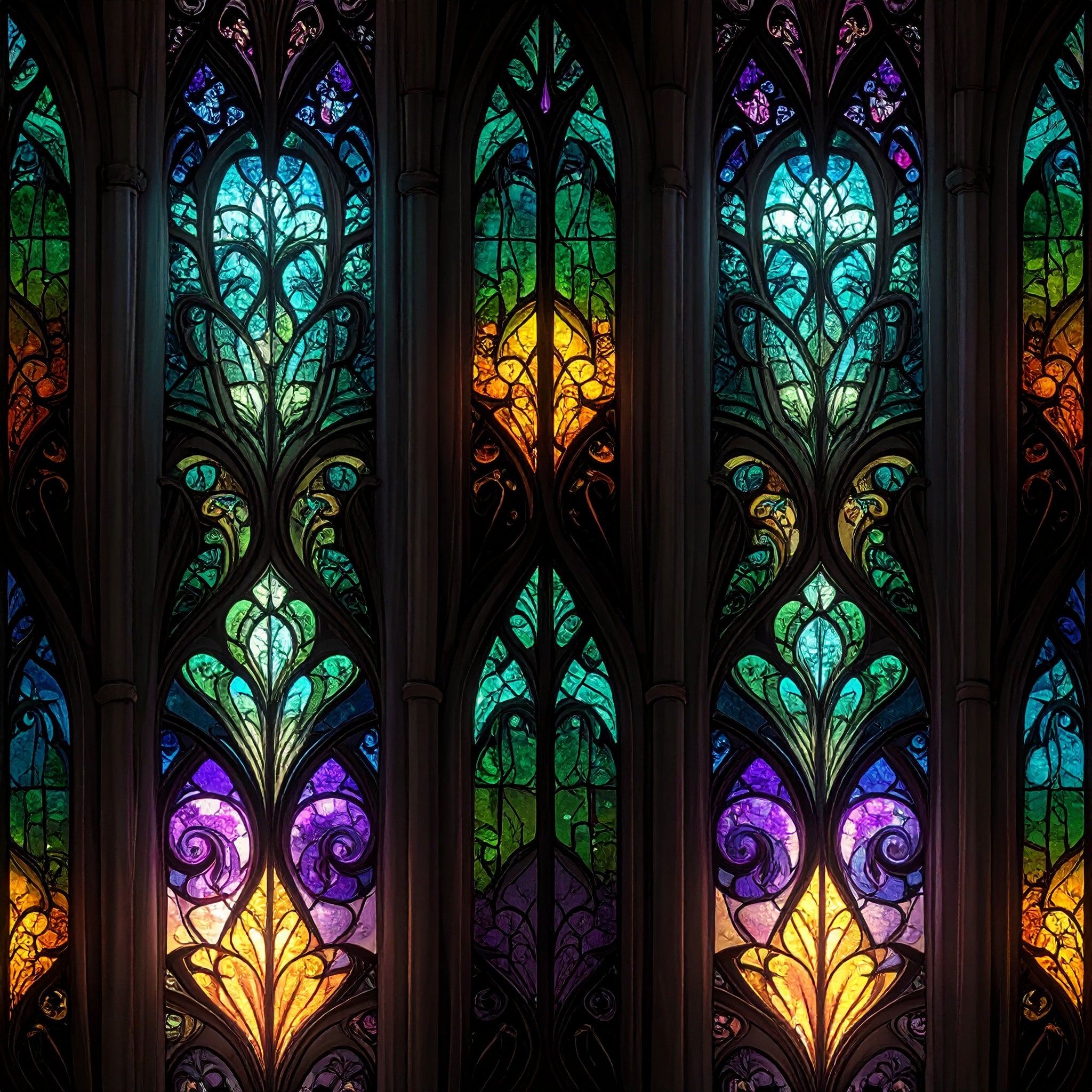 Botanical Stained Glass Wallpaper