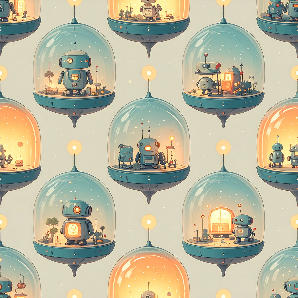 Bubble Dome Robot Village Wallpaper
