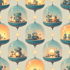 Bubble Dome Robot Village Wallpaper