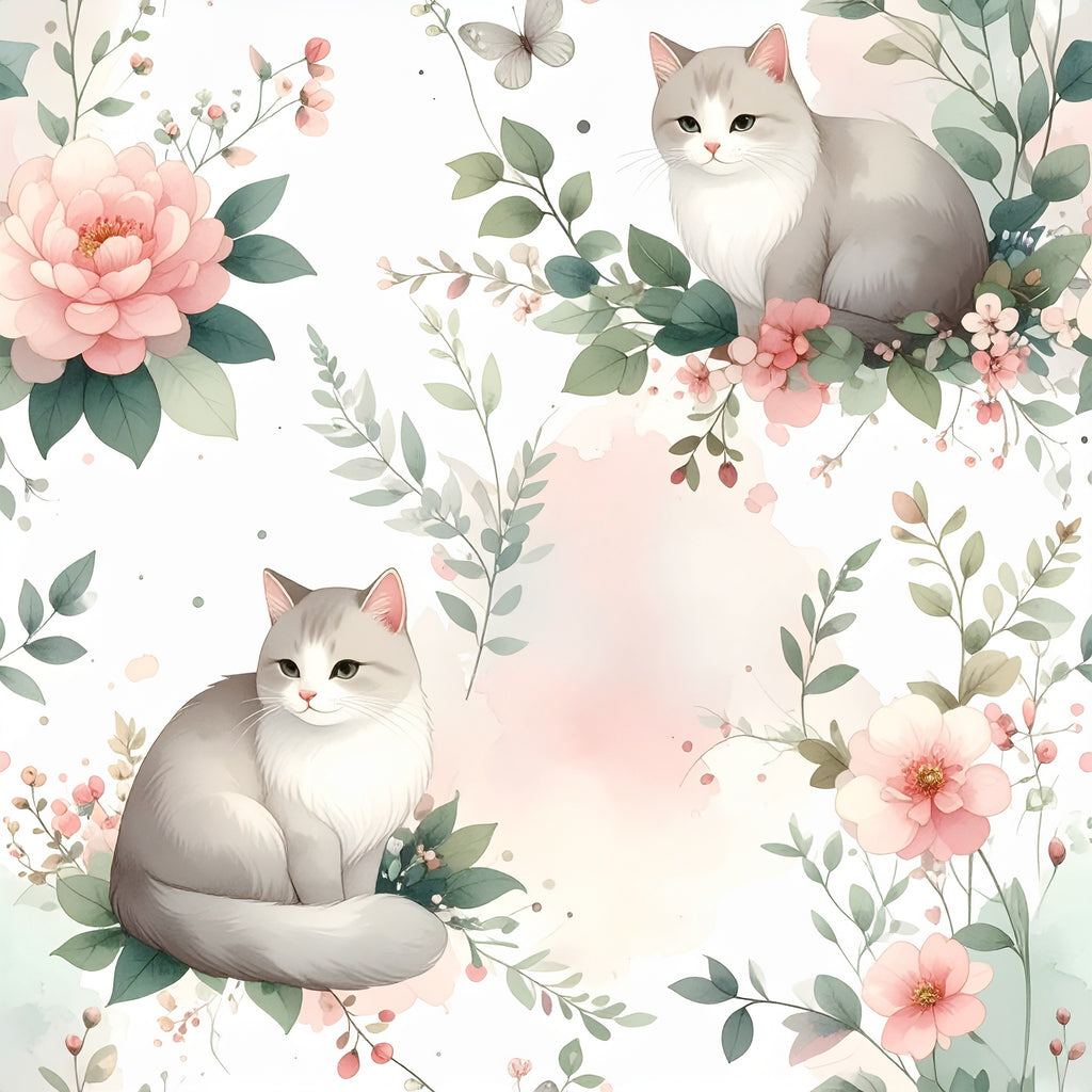 Whimsical Cats Garden Wallpaper