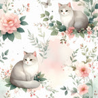 Whimsical Cats Garden Wallpaper