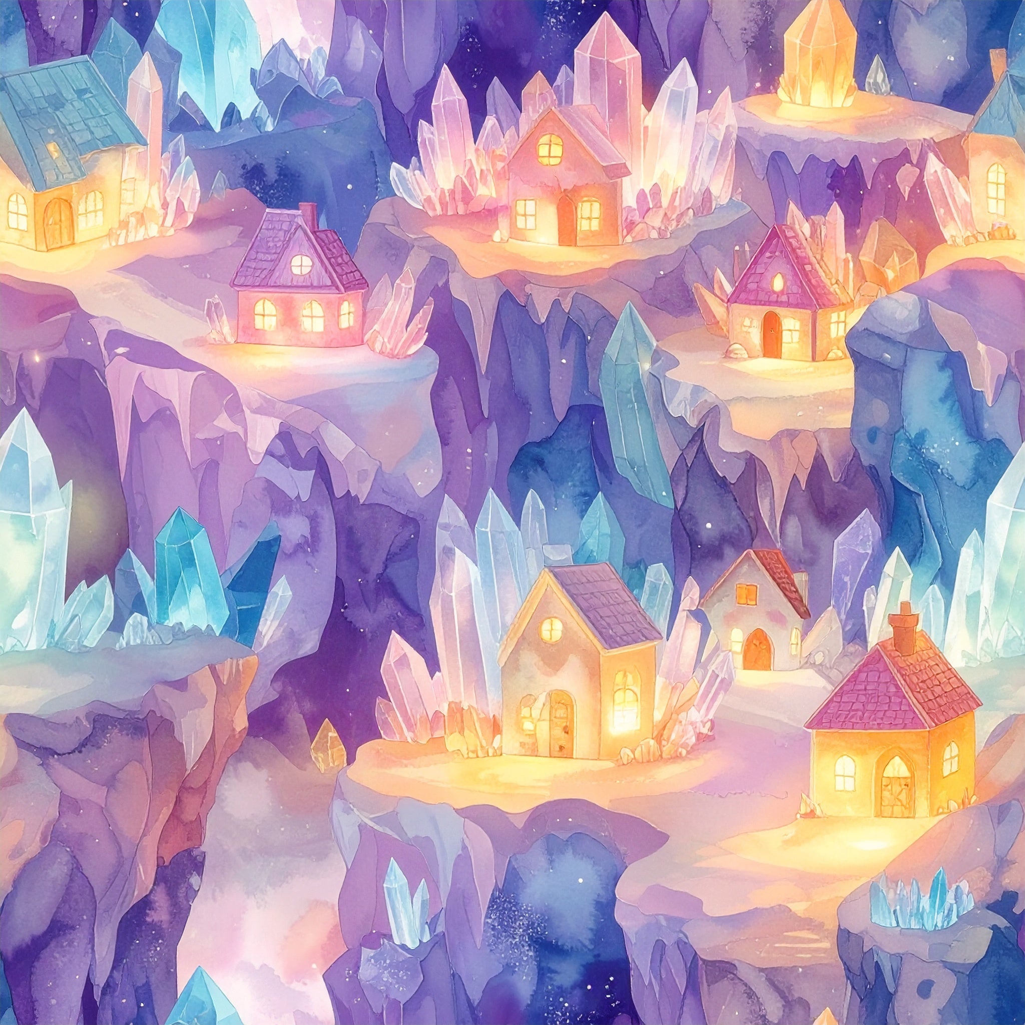 Crystal Cave Village Wallpaper