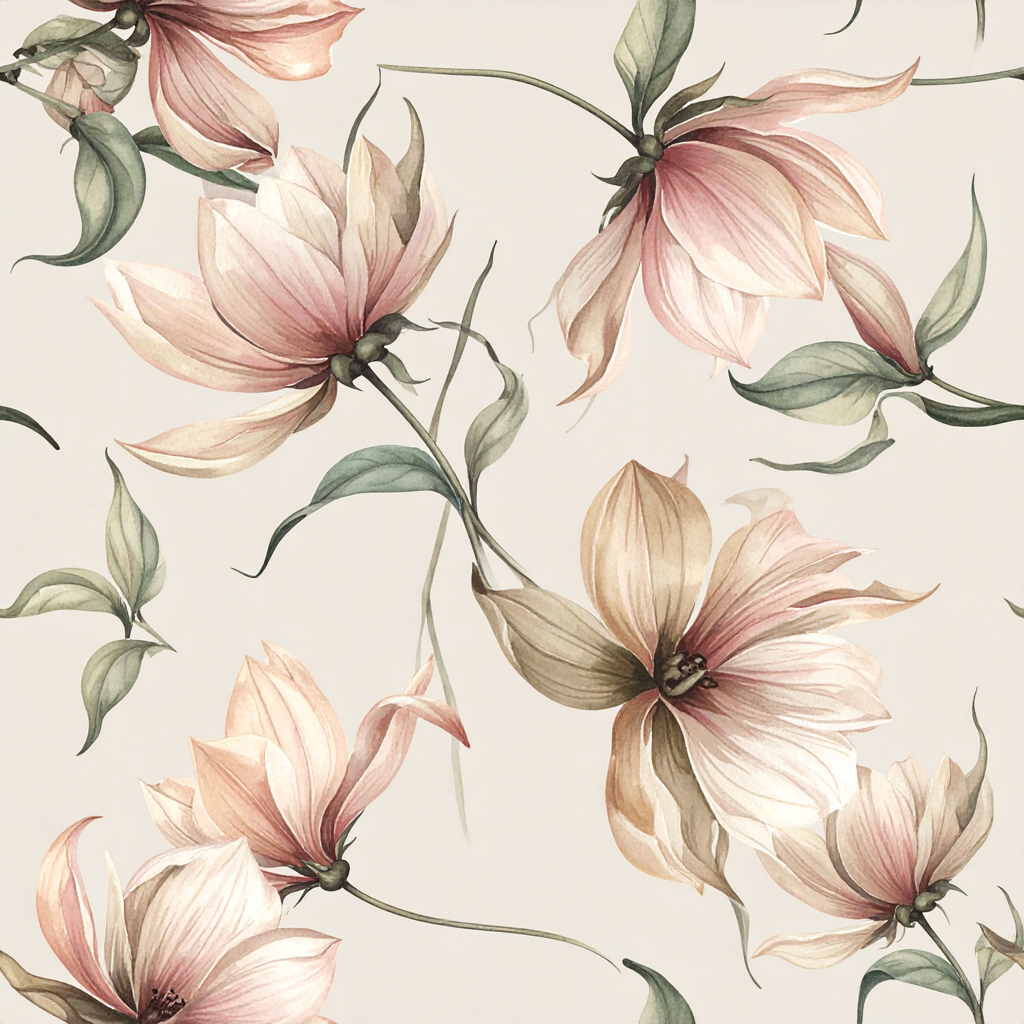 Diagonal Bloom Flow Wallpaper
