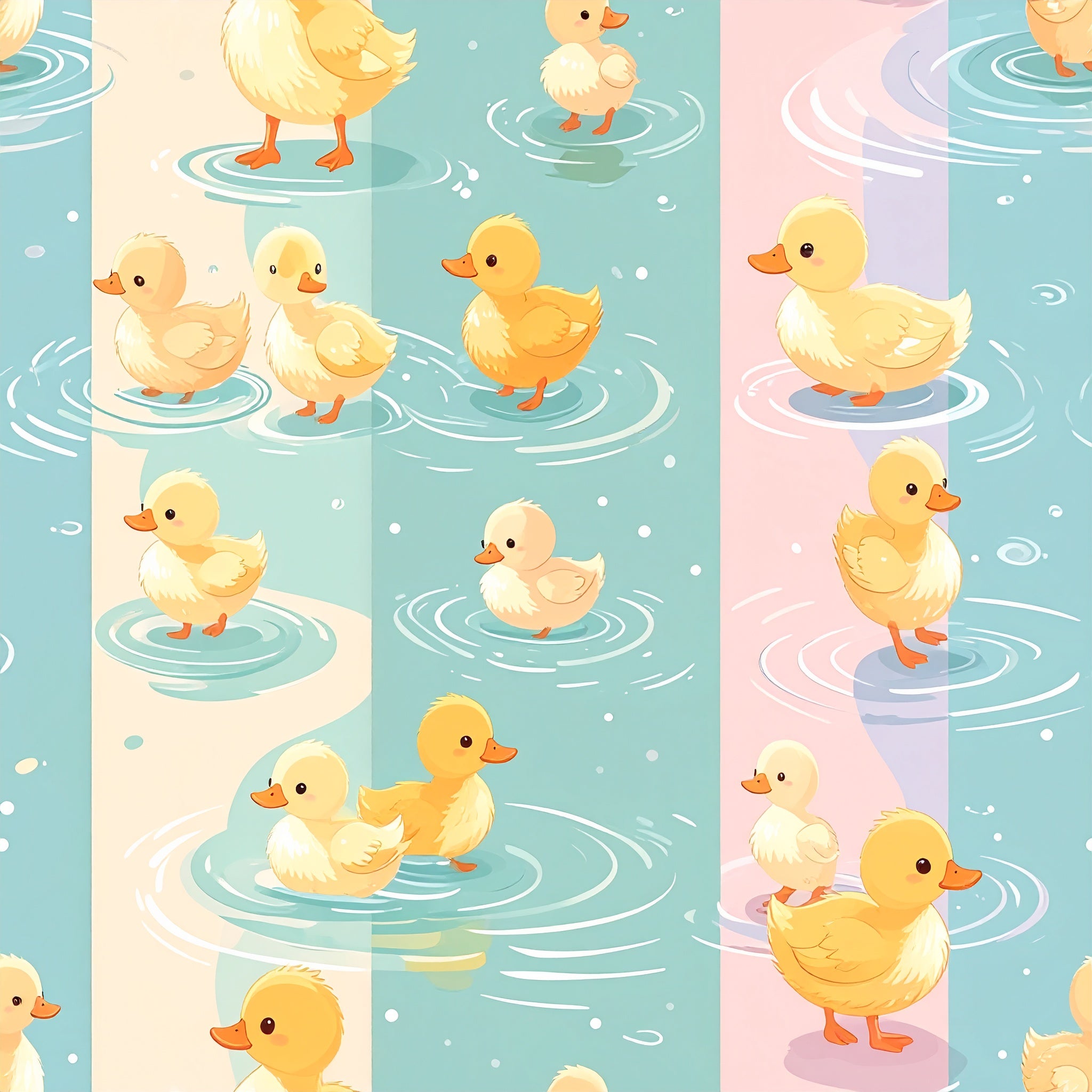 Duckling Pond Parade Wallpaper