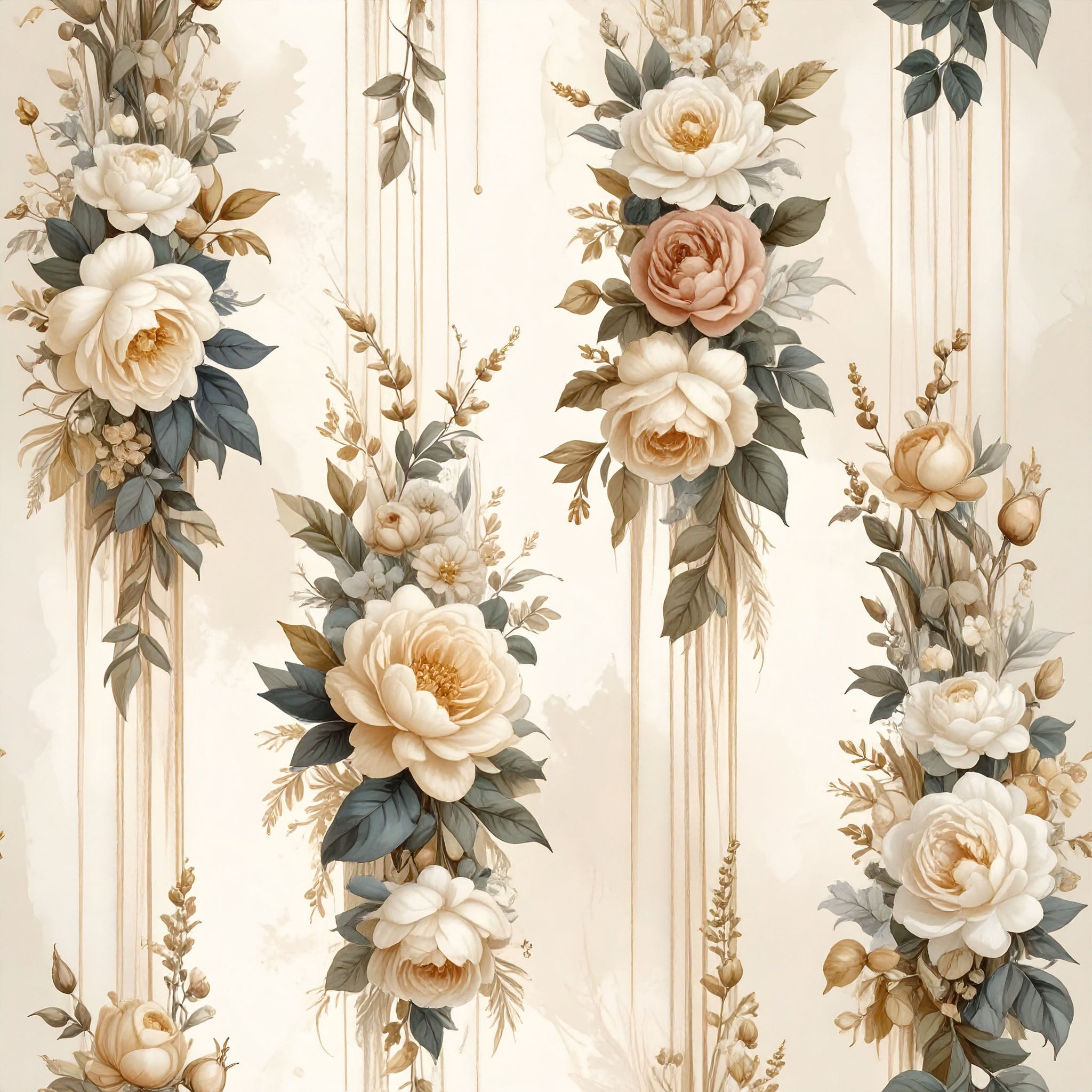 Floral Flowing Elegance Wallpaper Peel and Stick Wallpaper | Accent Haus
