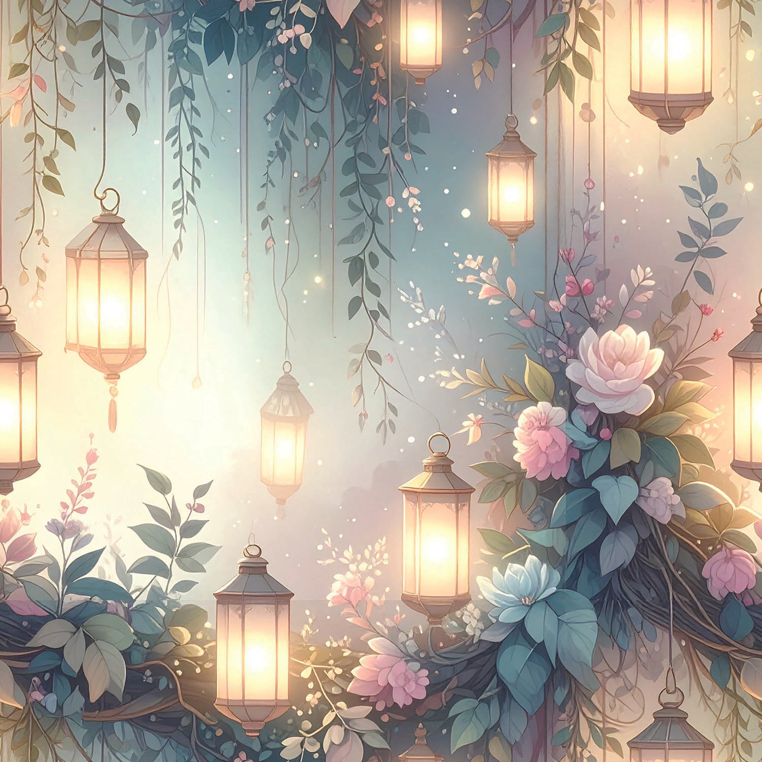 Fairy Lantern Garden Wallpaper Peel and Stick Wallpaper | Accent Haus