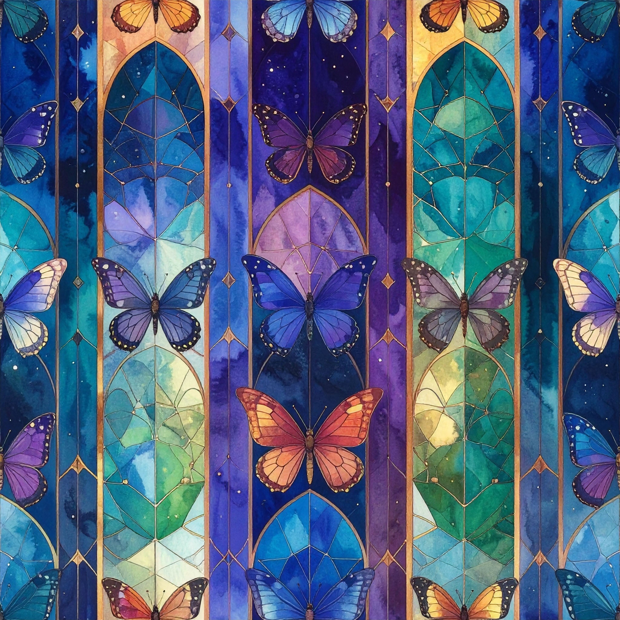 Floating Geometric Butterflies Wallpaper