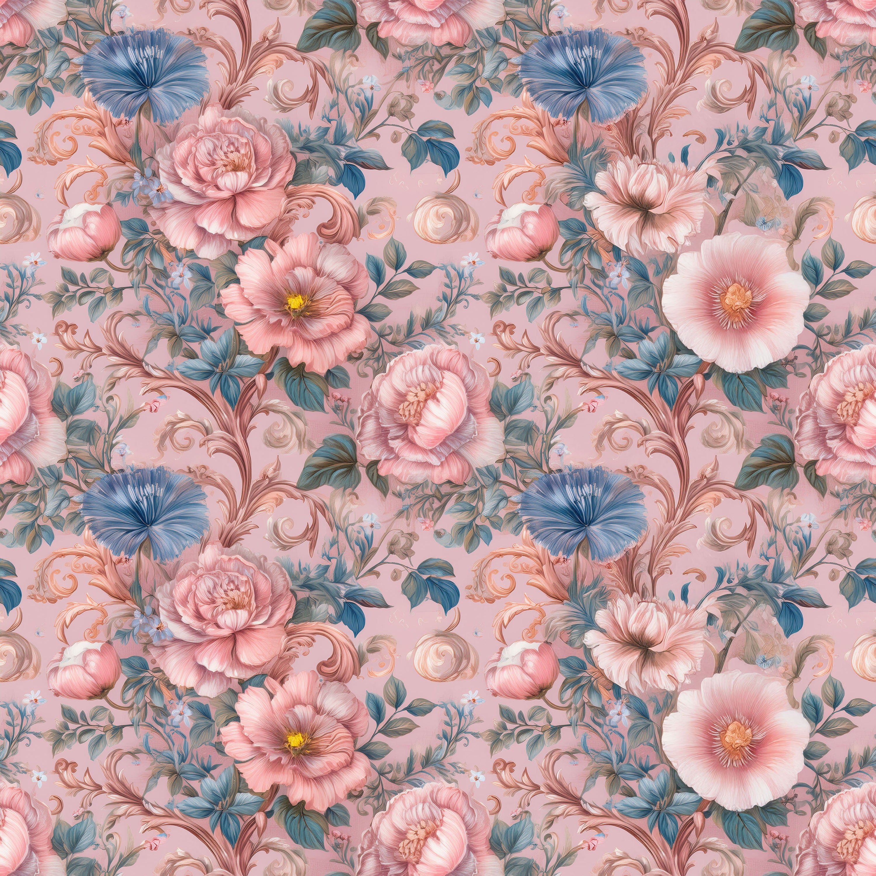 Floral Ornate Baroque Wallpaper