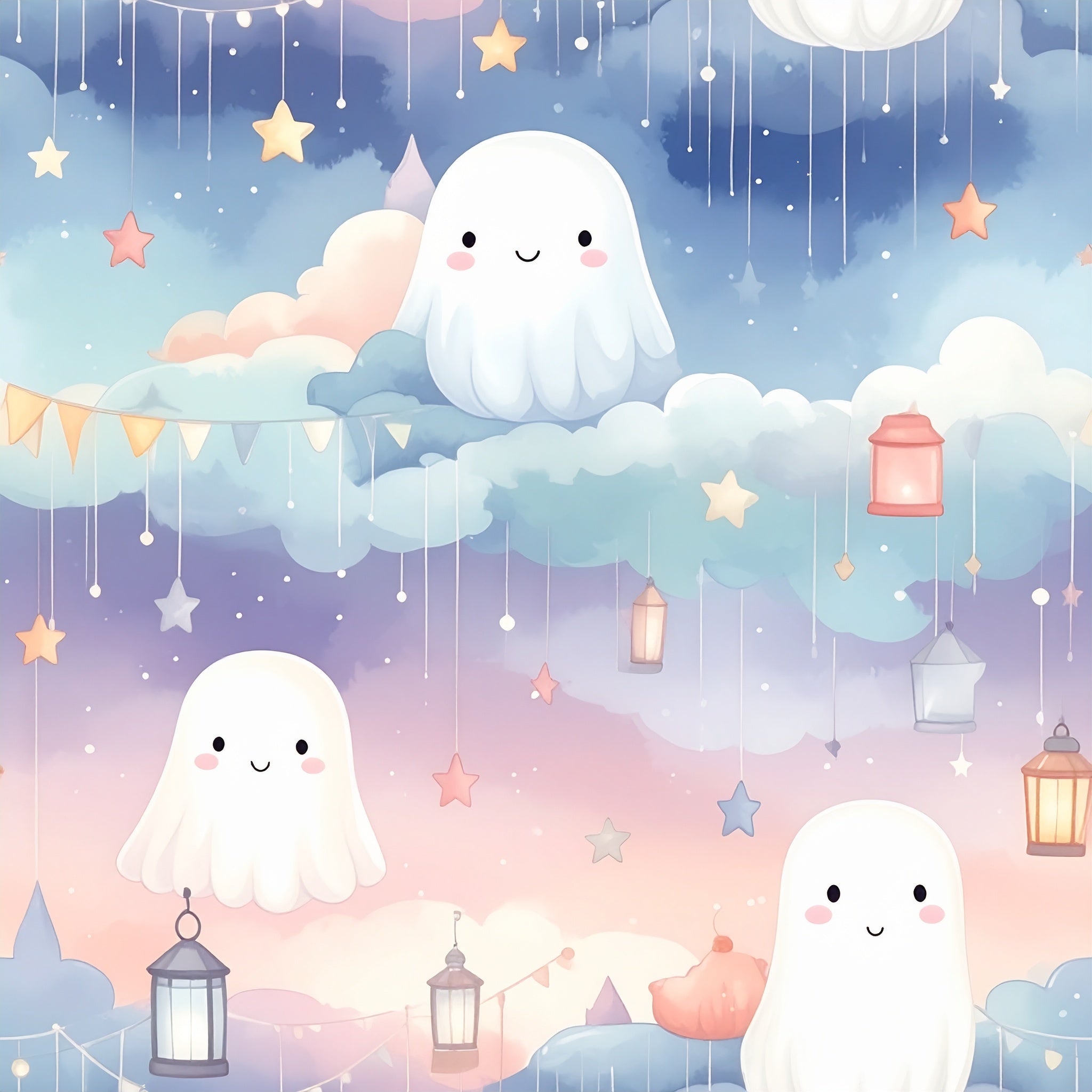 Friendly Ghost Pajama Party Wallpaper