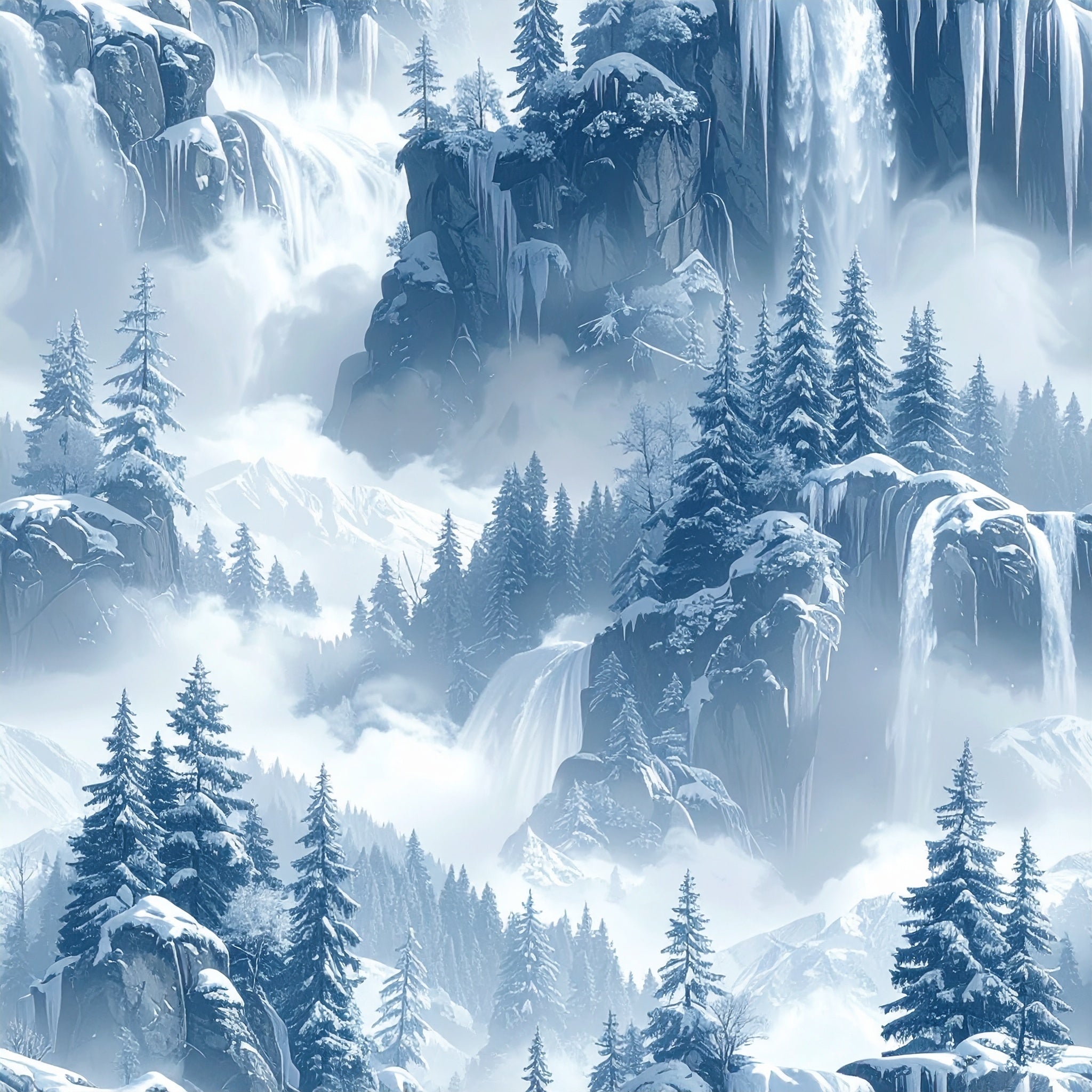 Frosted Pine Waterways Wallpaper