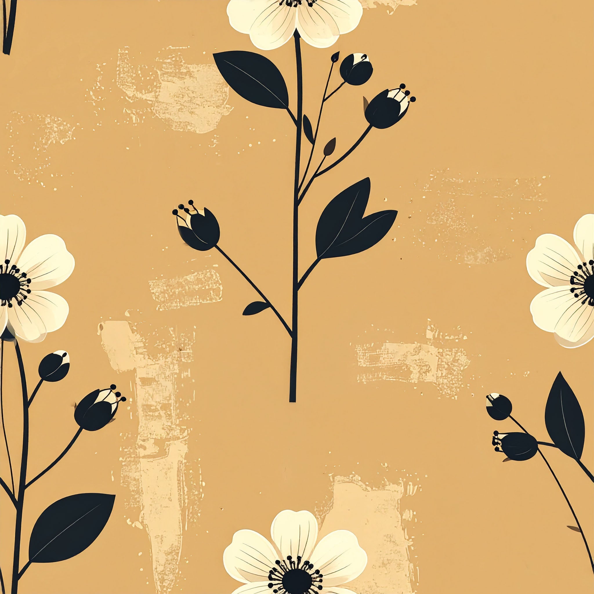 Gilded Meadow Sketch Wallpaper