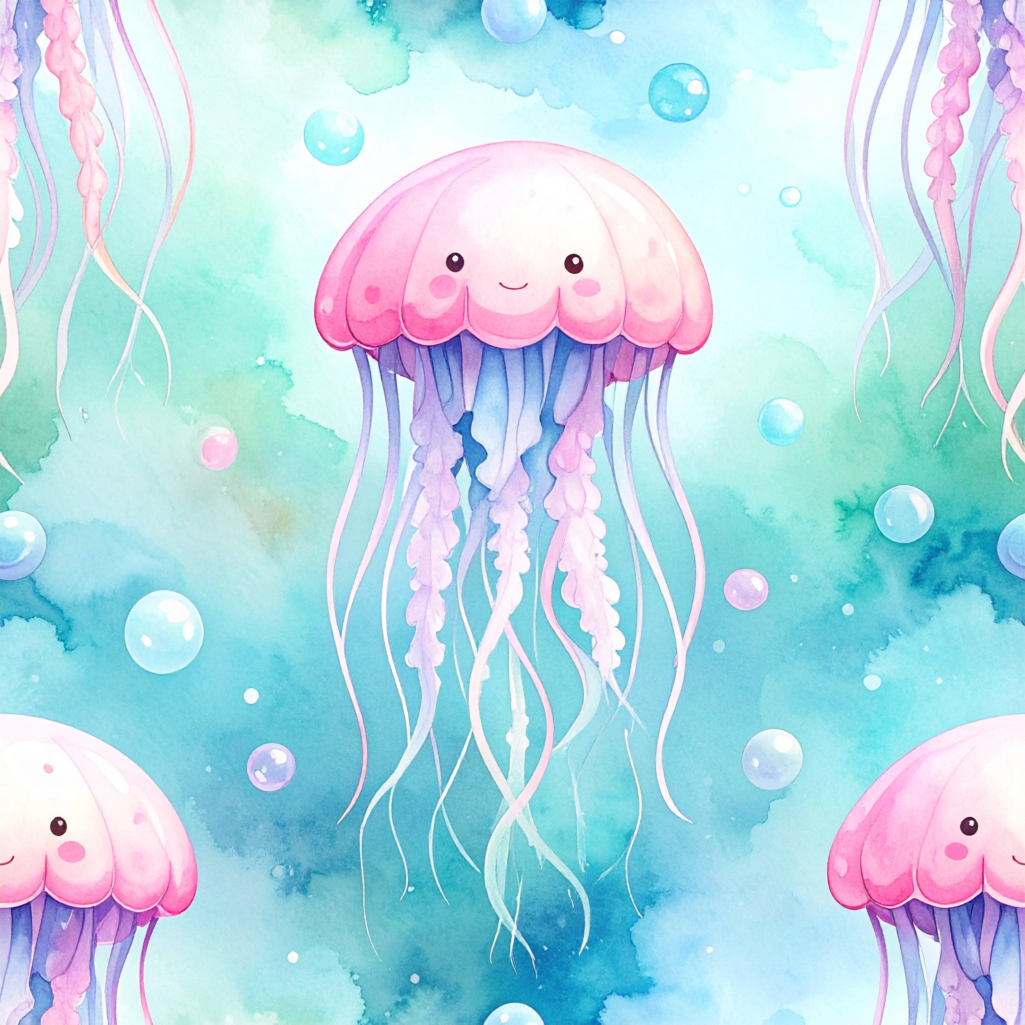 Happy Jellyfish Garden Wallpaper