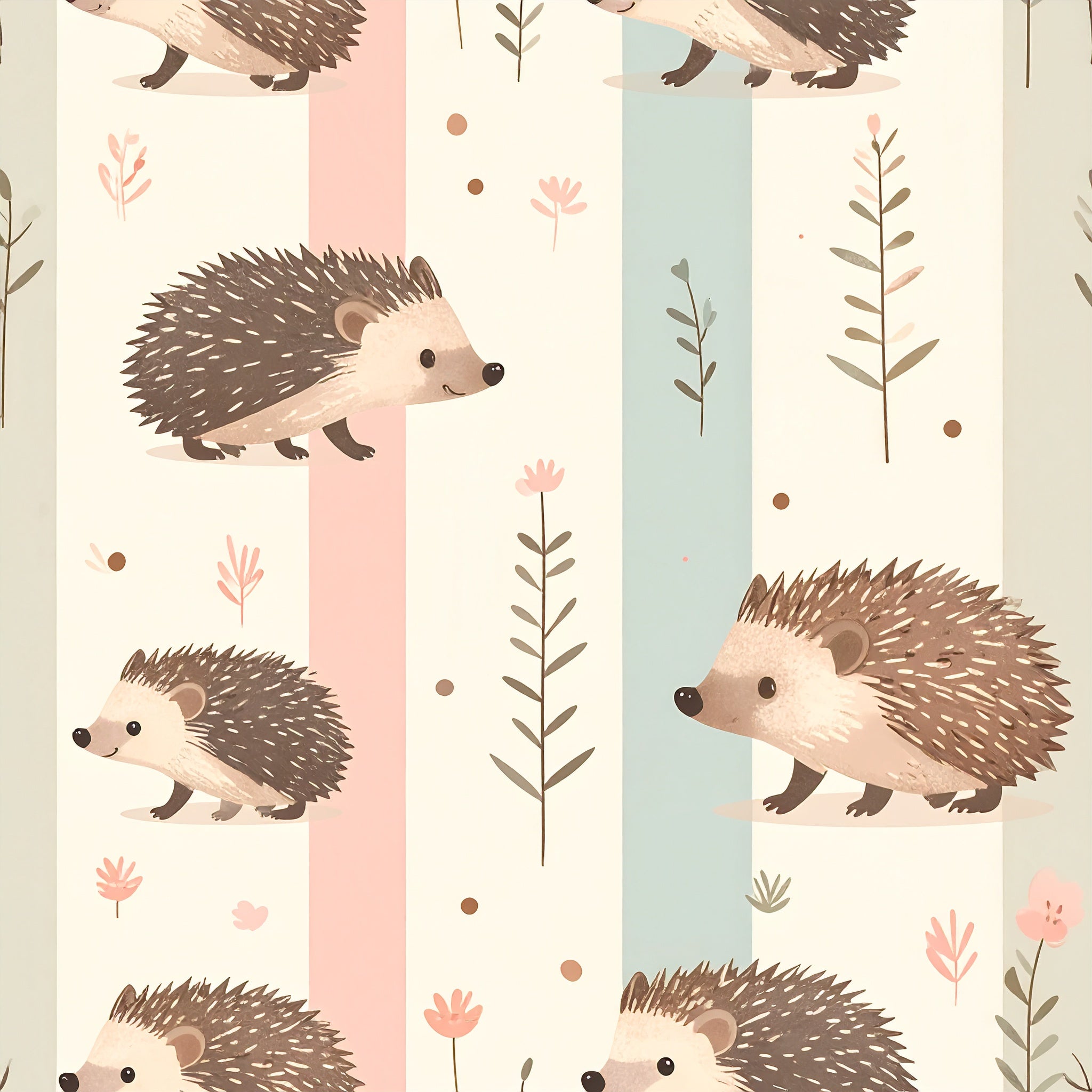 Hedgehog Flower Walk Wallpaper