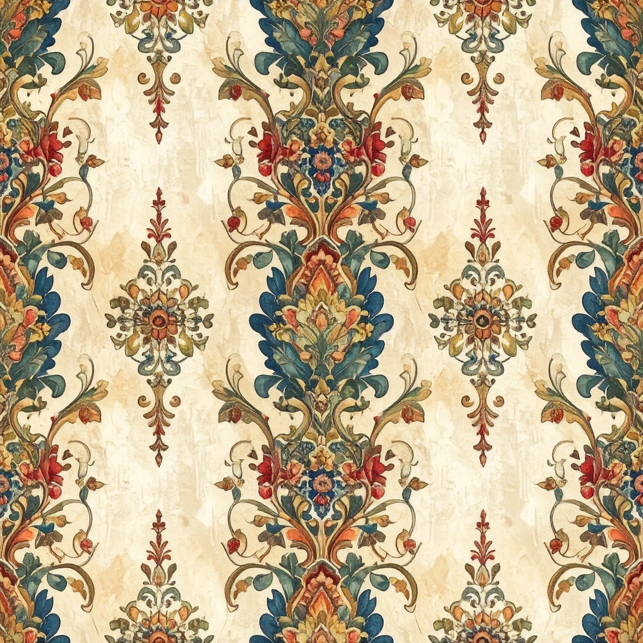 Jewel-Toned Paisley Garden Wallpaper