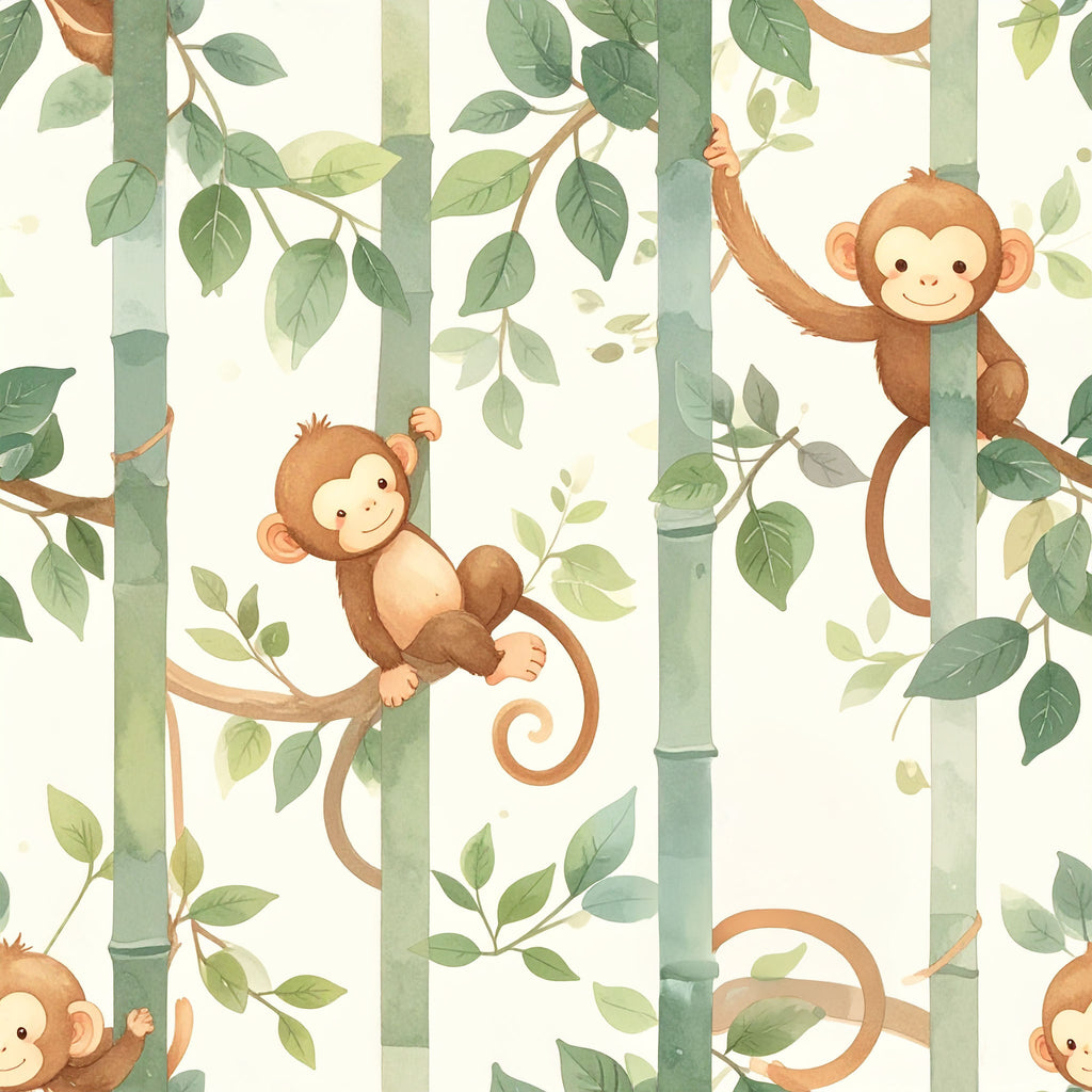 Jungle Monkey Playroom Wallpaper