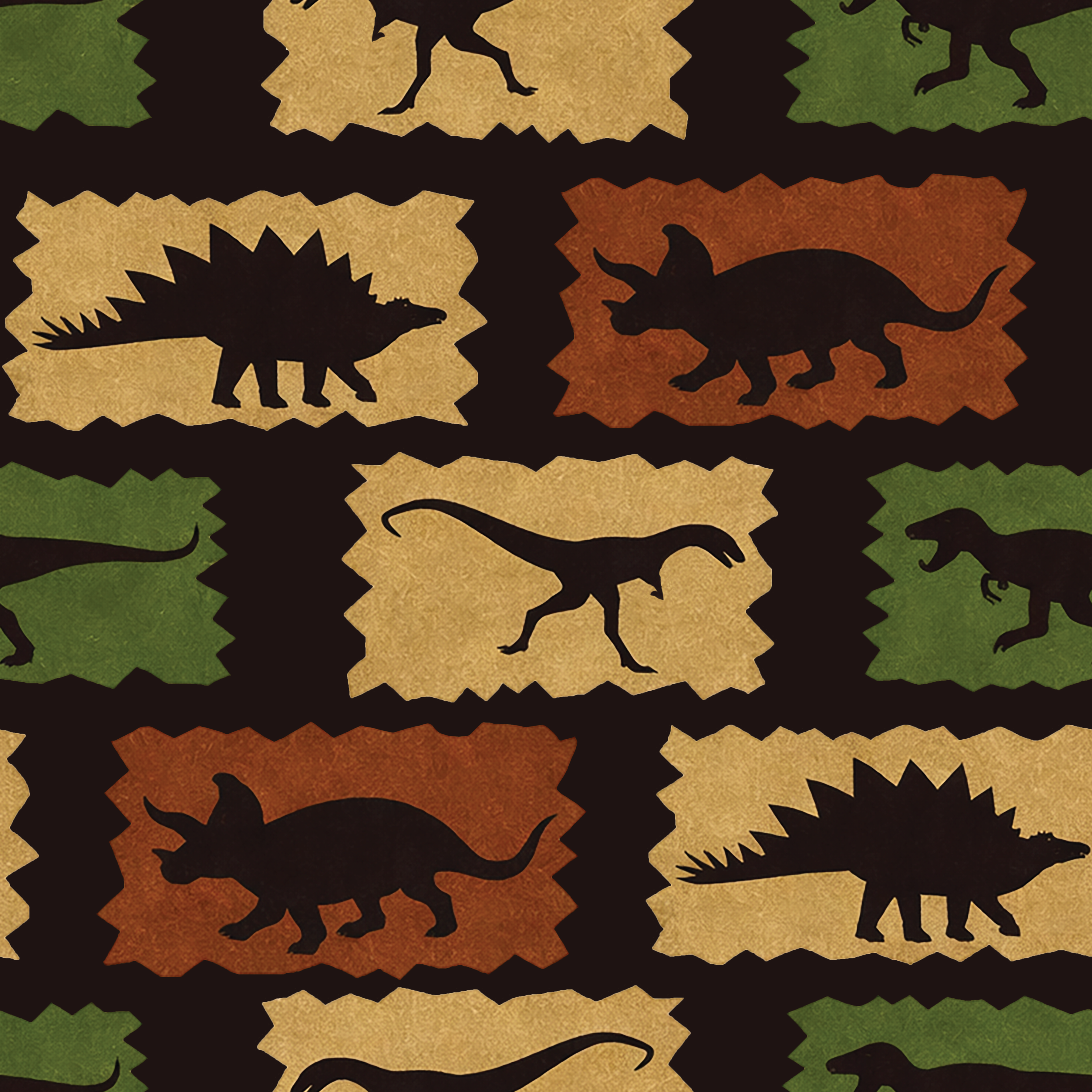 Jurassic Patchwork Parade Wallpaper