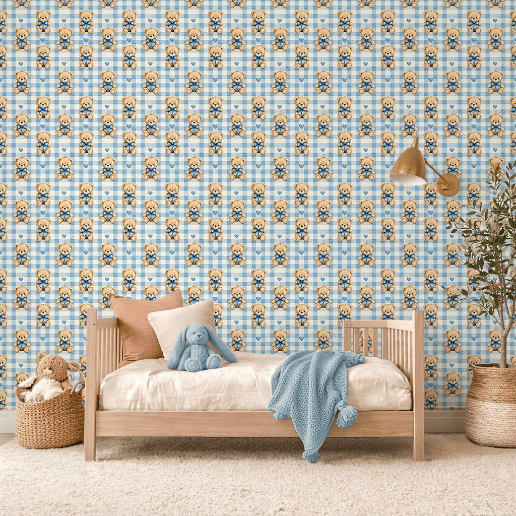 Gingham Cloud Check Wallpaper Peel and Stick Wallpaper | Accent Haus