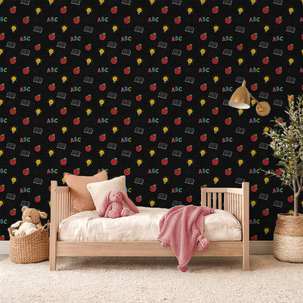Playroom Chalkboard Style Wallpaper