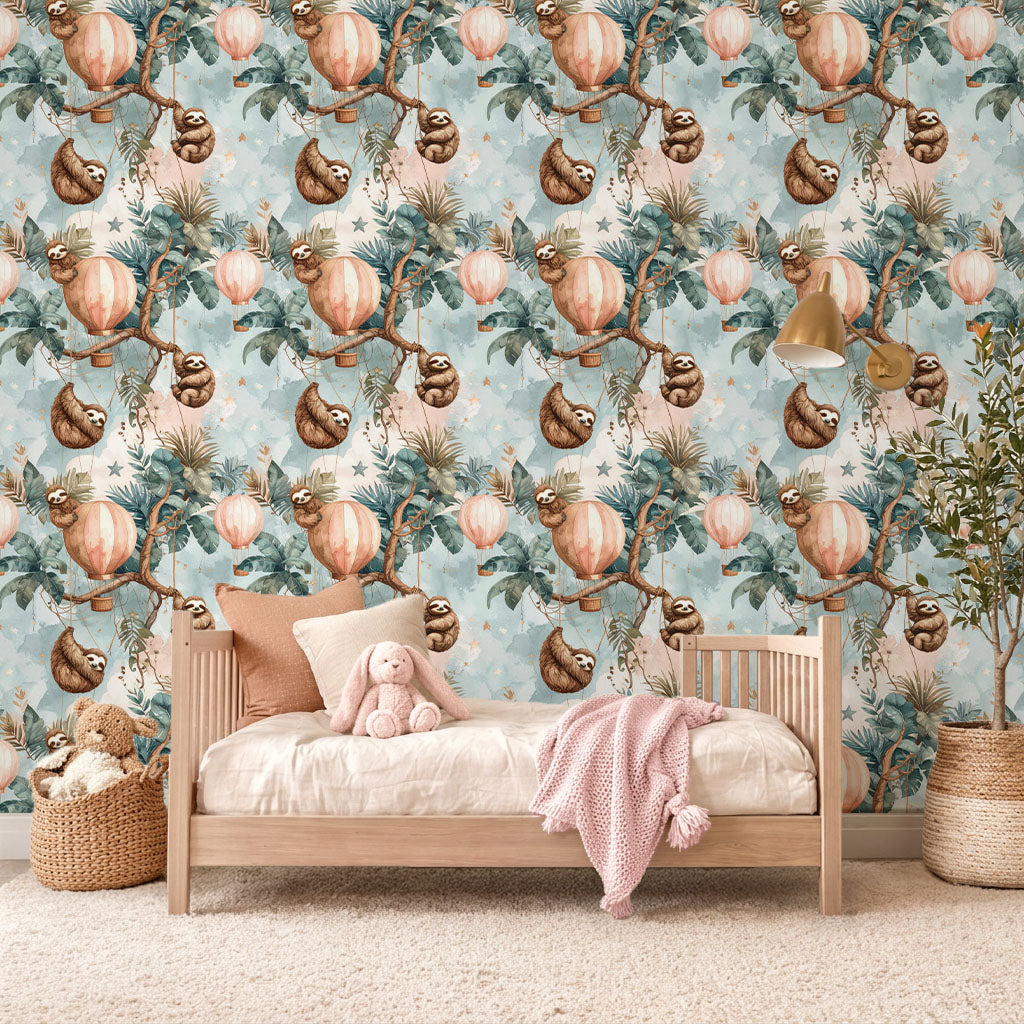 Sloth Balloon Jungle Wallpaper