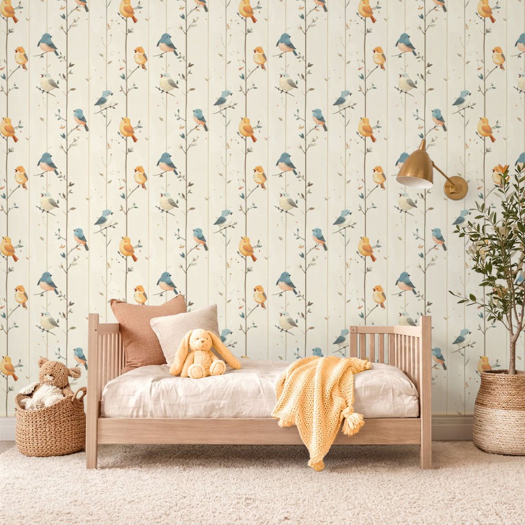 Tiny Bird Choir Wallpaper Peel and Stick Wallpaper | Accent Haus