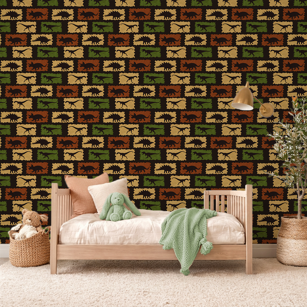 Jurassic Patchwork Parade Wallpaper