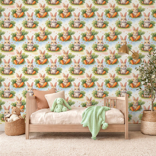 Bunny & Carrot Parade Wallpaper