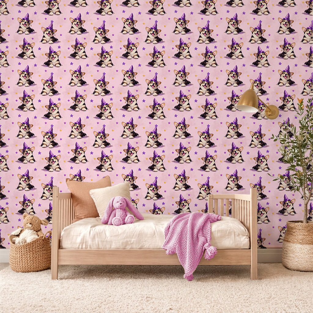 Enchanted Corgi Constellations Wallpaper