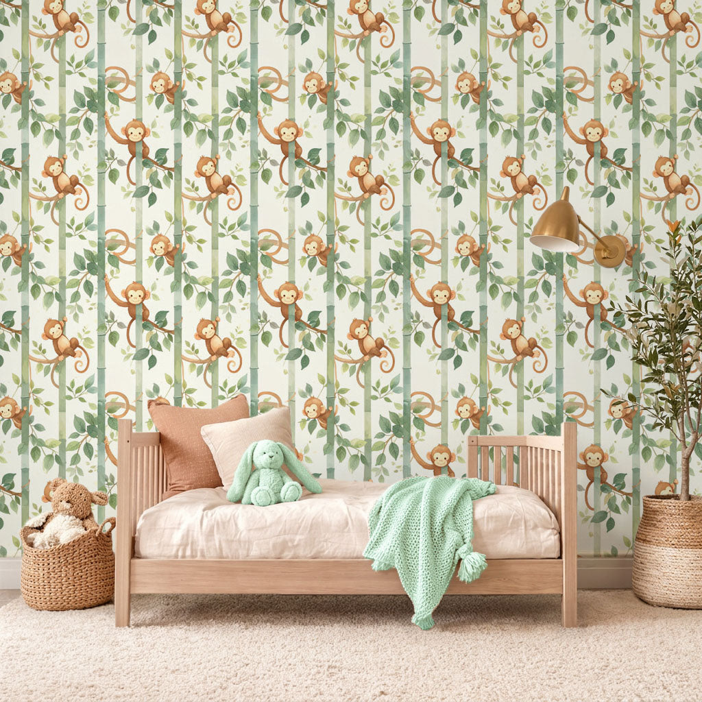 Jungle Monkey Playroom Wallpaper