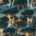 Lantern Grove Waterfall Wallpaper