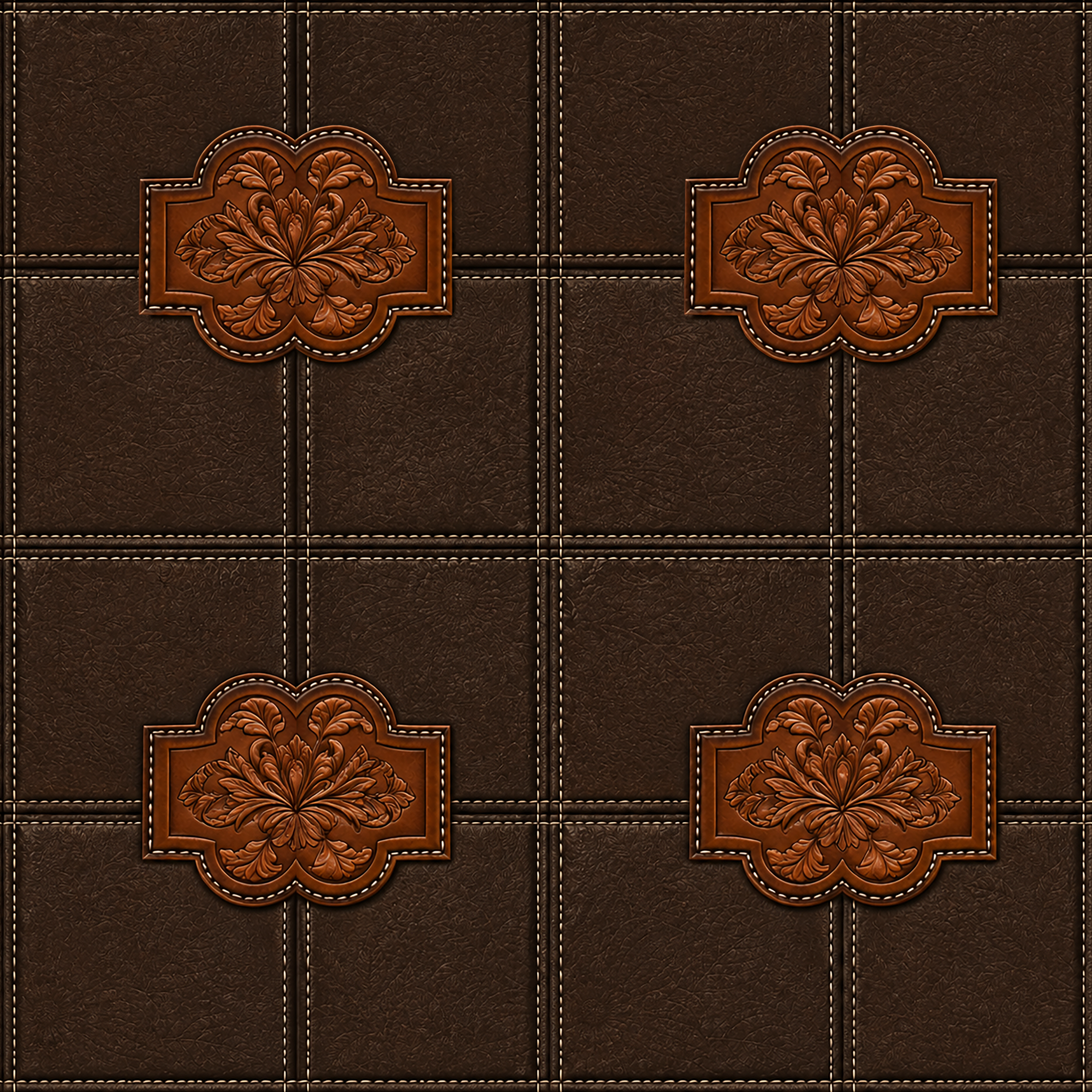 Leather Panel Espresso Wallpaper