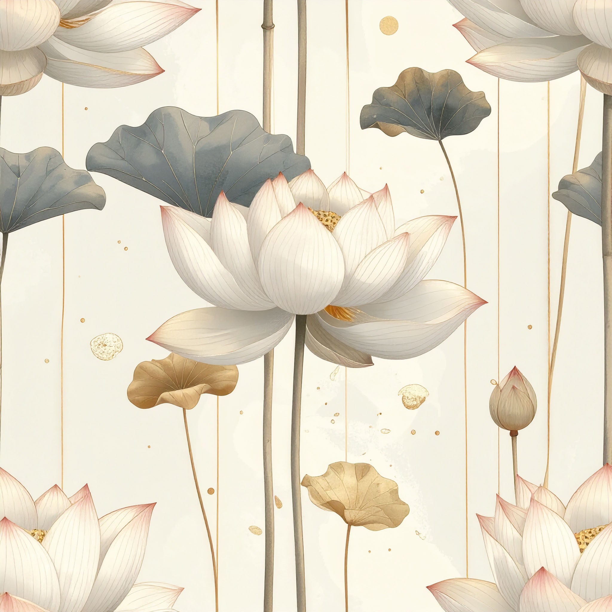 Lotus Waterfall Florals Wallpaper