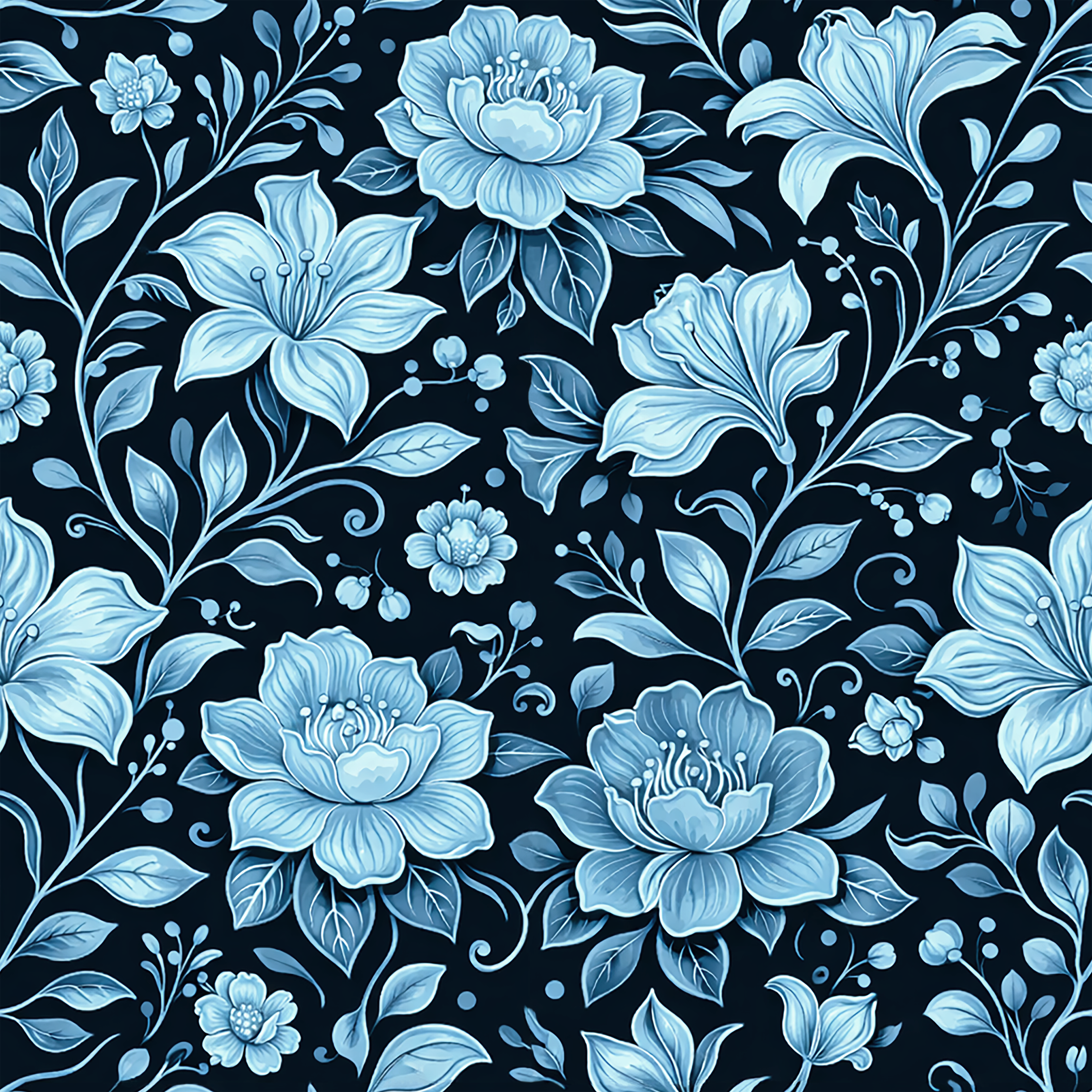 Luminous Blue Garden Wallpaper