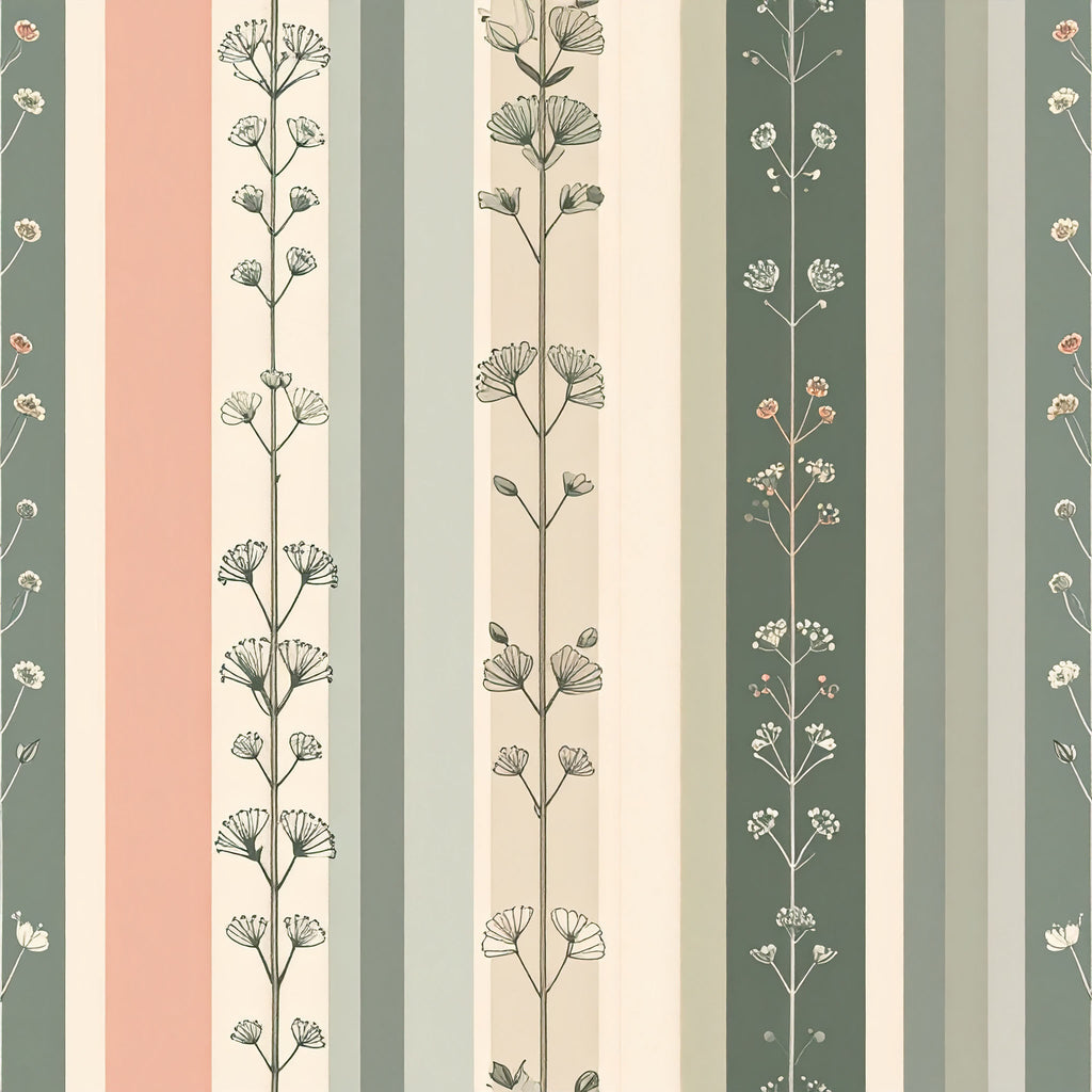 Minimalist Botanical Stripes Wallpaper