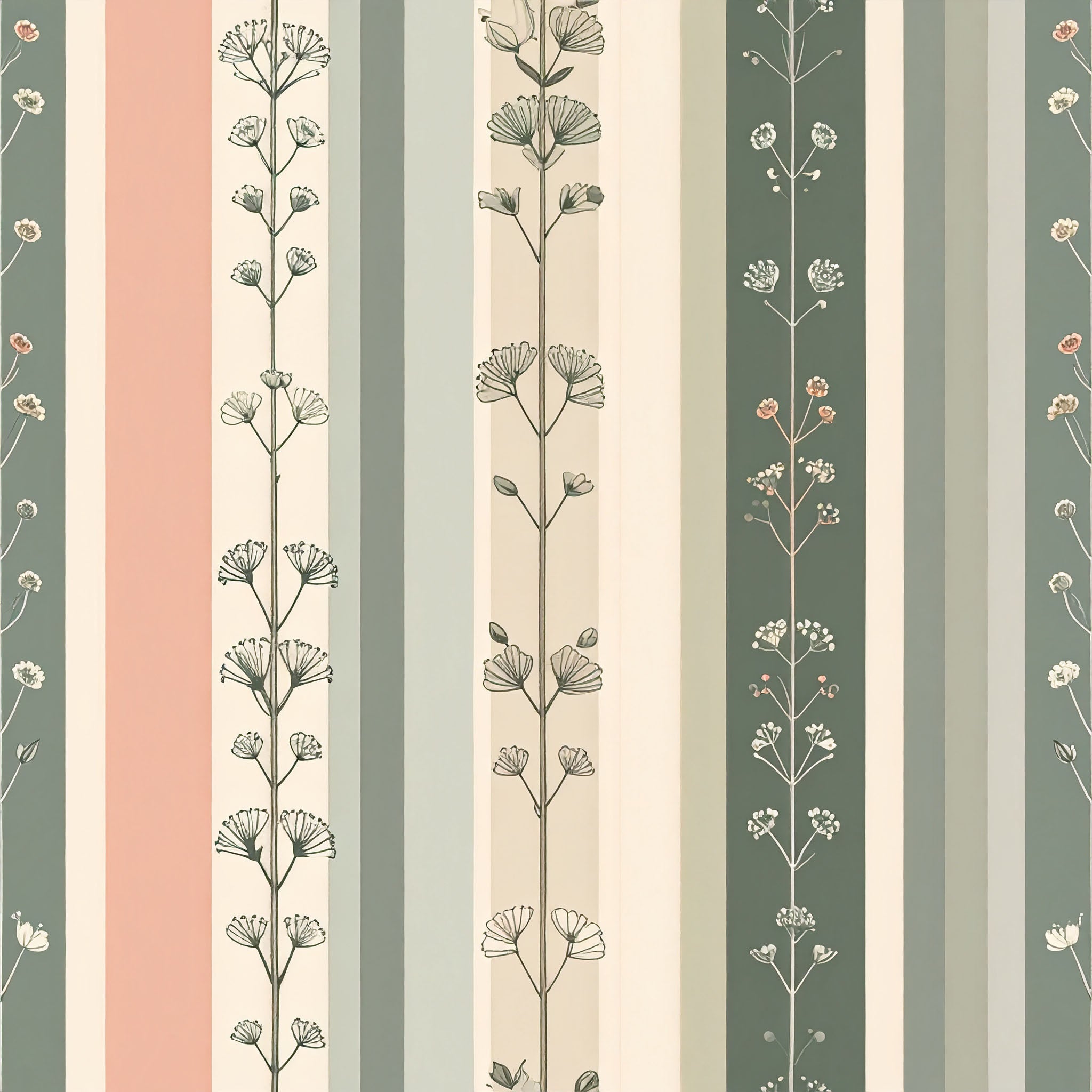 Minimalist Botanical Stripes Wallpaper